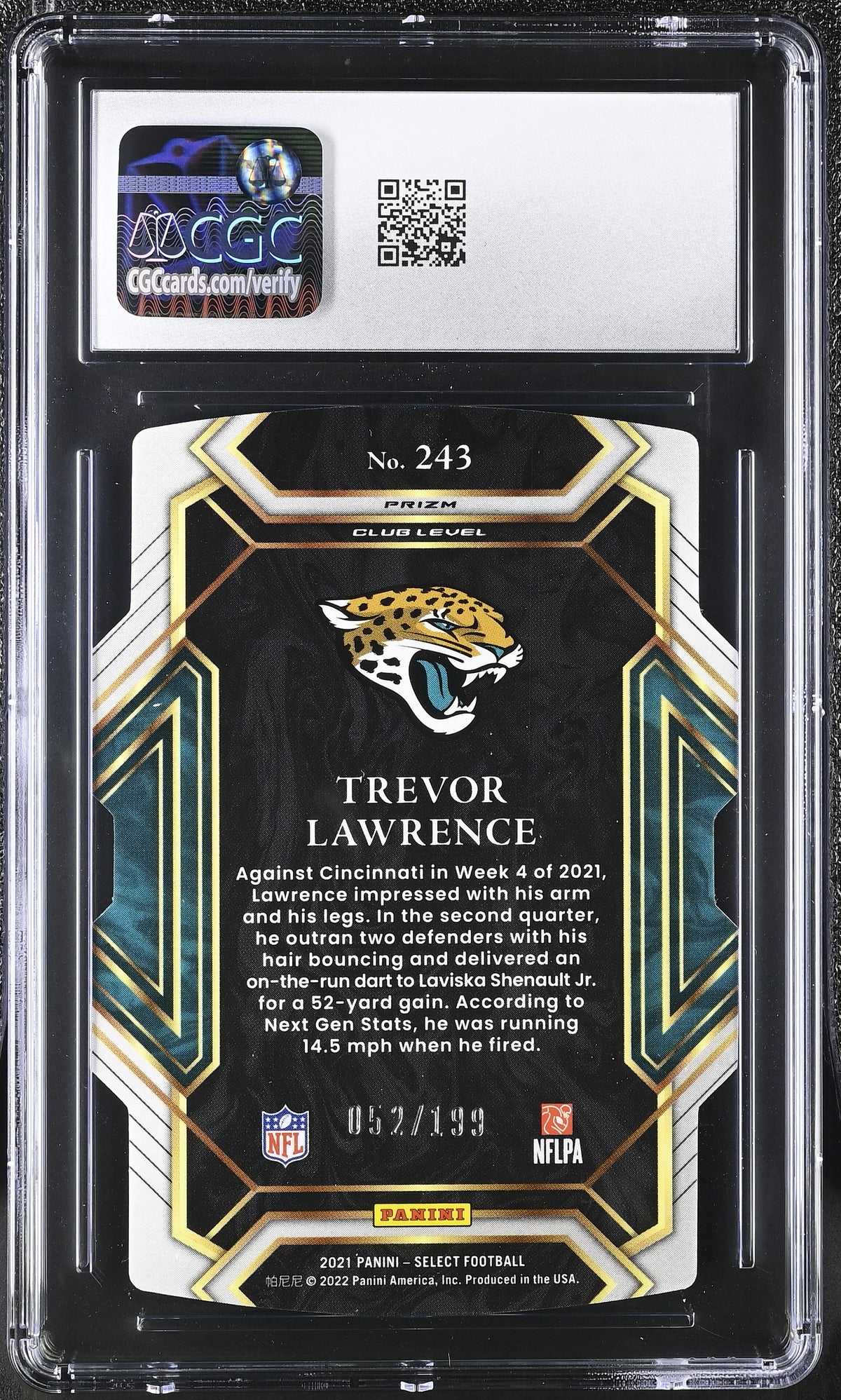 2021 Panini Select Trevor Lawrence Copper Die-Cut /199 Rookie #243 CGC 9 Jaguars