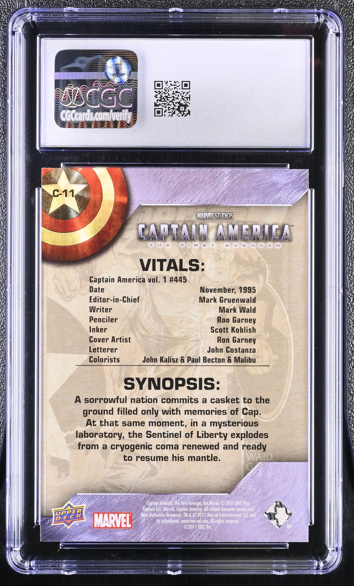 2011 Upper Deck Captain America: The First Avenger #C-11 Comic Covers CGC 9.5