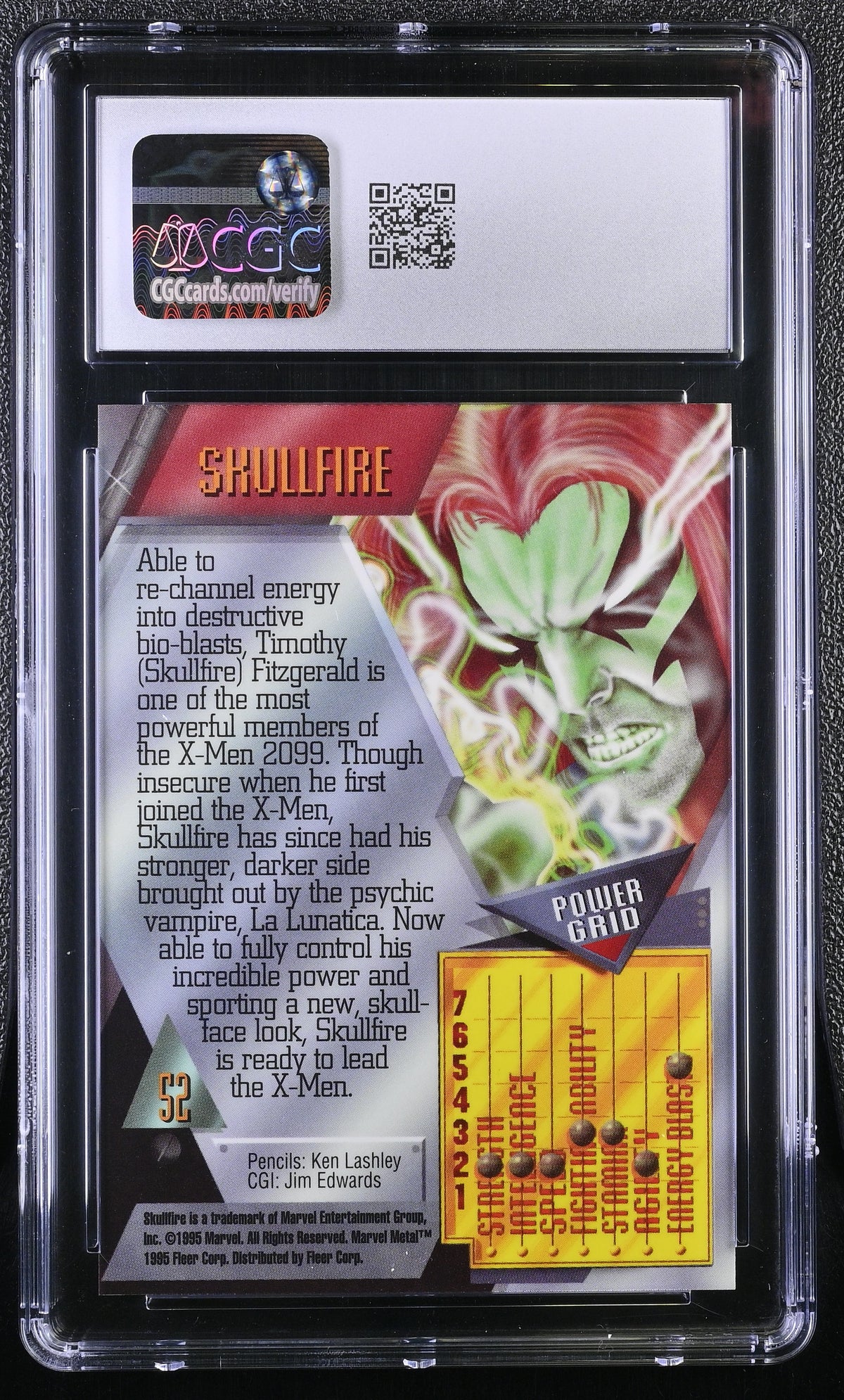 1995 Fleer Marvel Metal Inaugural Edition Skullfire #52 CGC 9.5