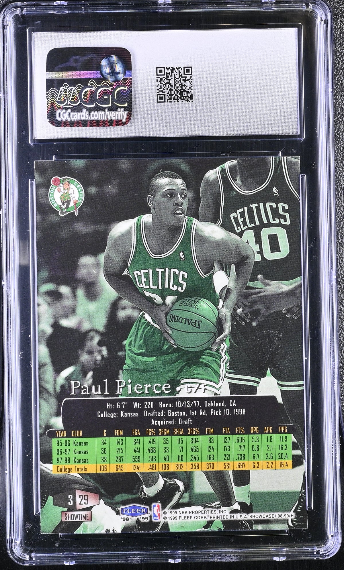 1998-99 Flair Showcase Paul Pierce #29 Row 3 CGC 9