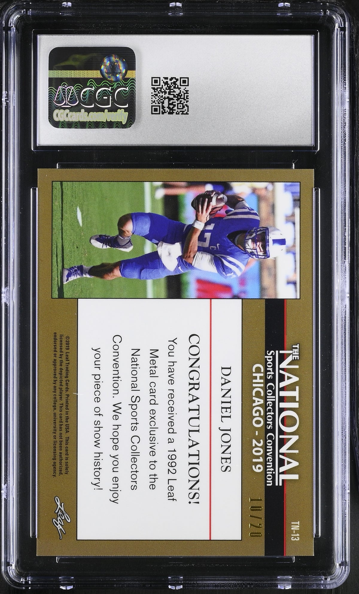 2019 Leaf The National Daniel Jones Blue /20 Rookie '92 #TN-13 CGC 9.5 Duke