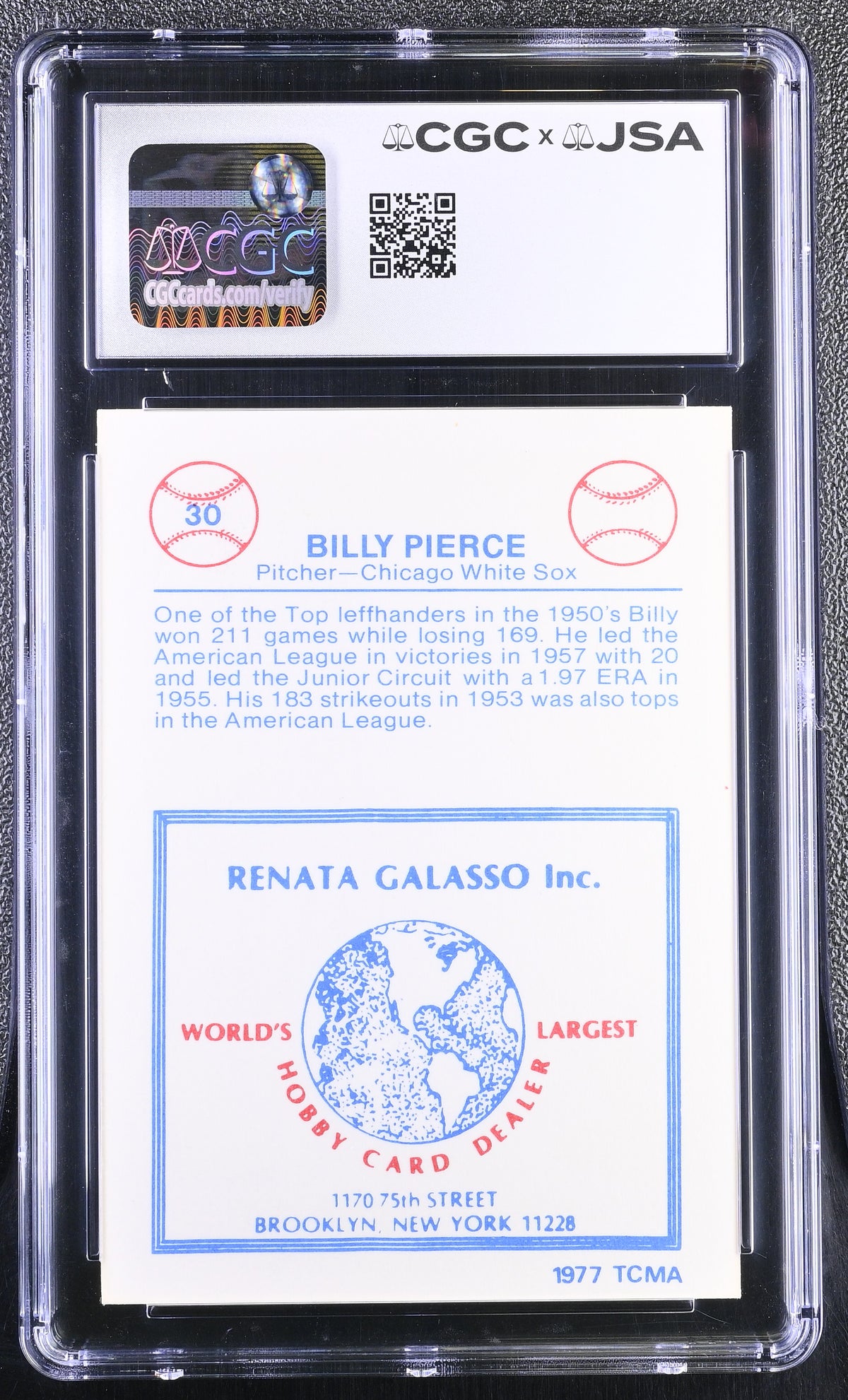 1977 Tcma Renata Galasso Billy Pierce #30 CGC Authentic JSA