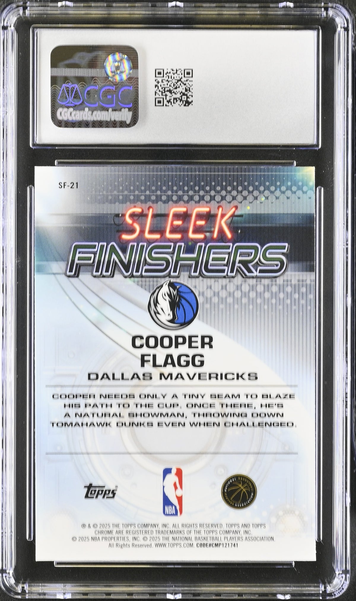 2025-26 Topps Chrome Cooper Flagg Rookie Sleek Finishers #SF-21 CGC 10 Mavericks