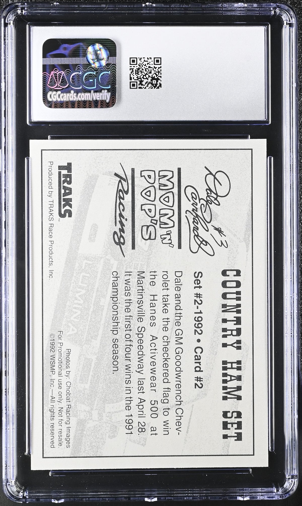 1992 Traks Mom-N-Pop's Ham Dale Earnhardt #2 CGC 9.5