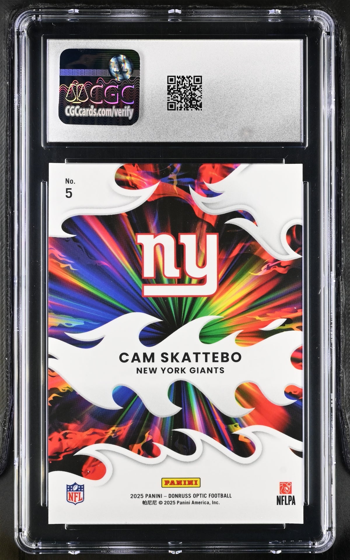 2025 Donruss Optic Cam Skattebo Rookie Light it Up #5 CGC 9.5 New York Giants