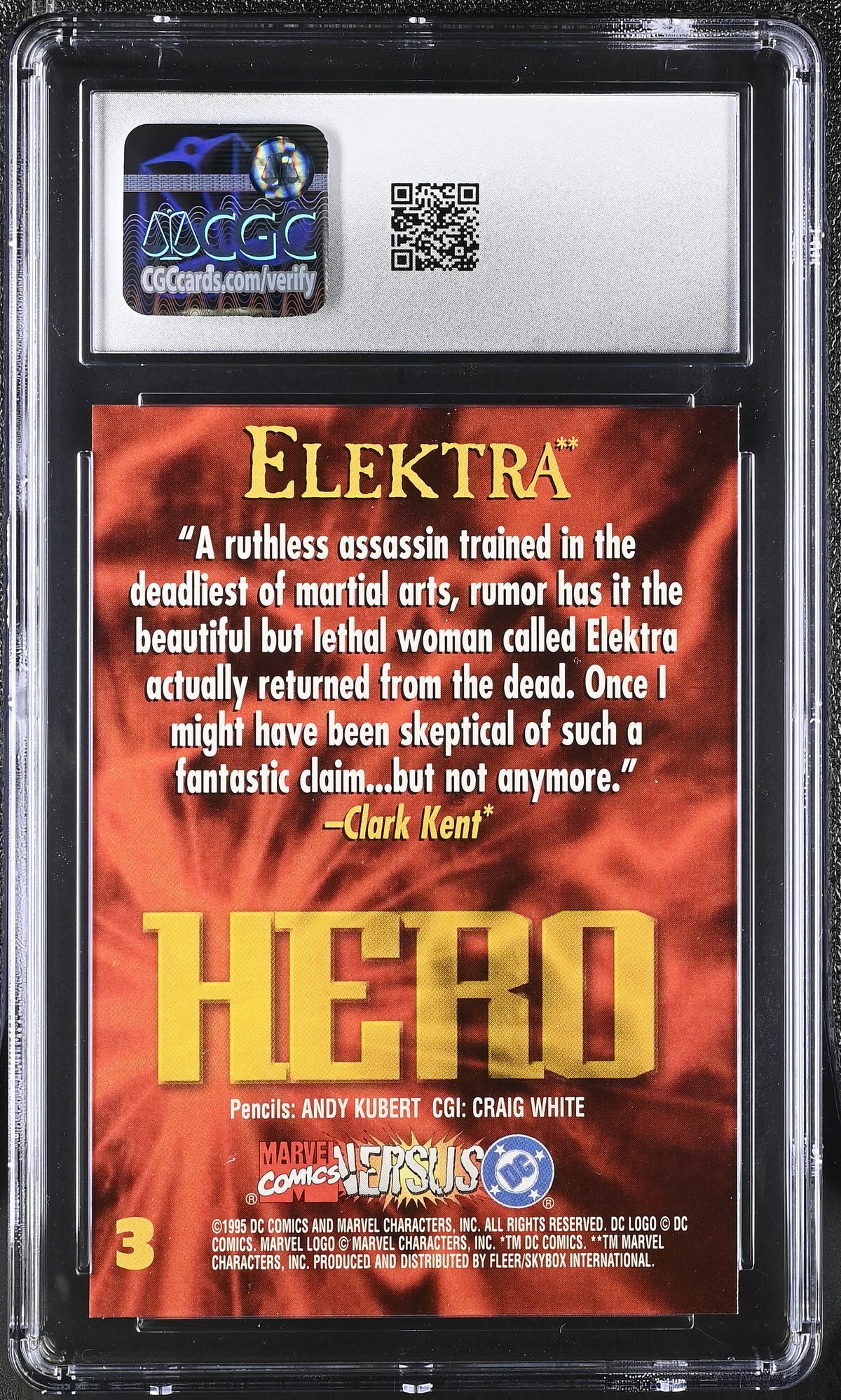 1995 Fleer/Skybox DC VS Marvel Comics Elektra #3 CGC 10