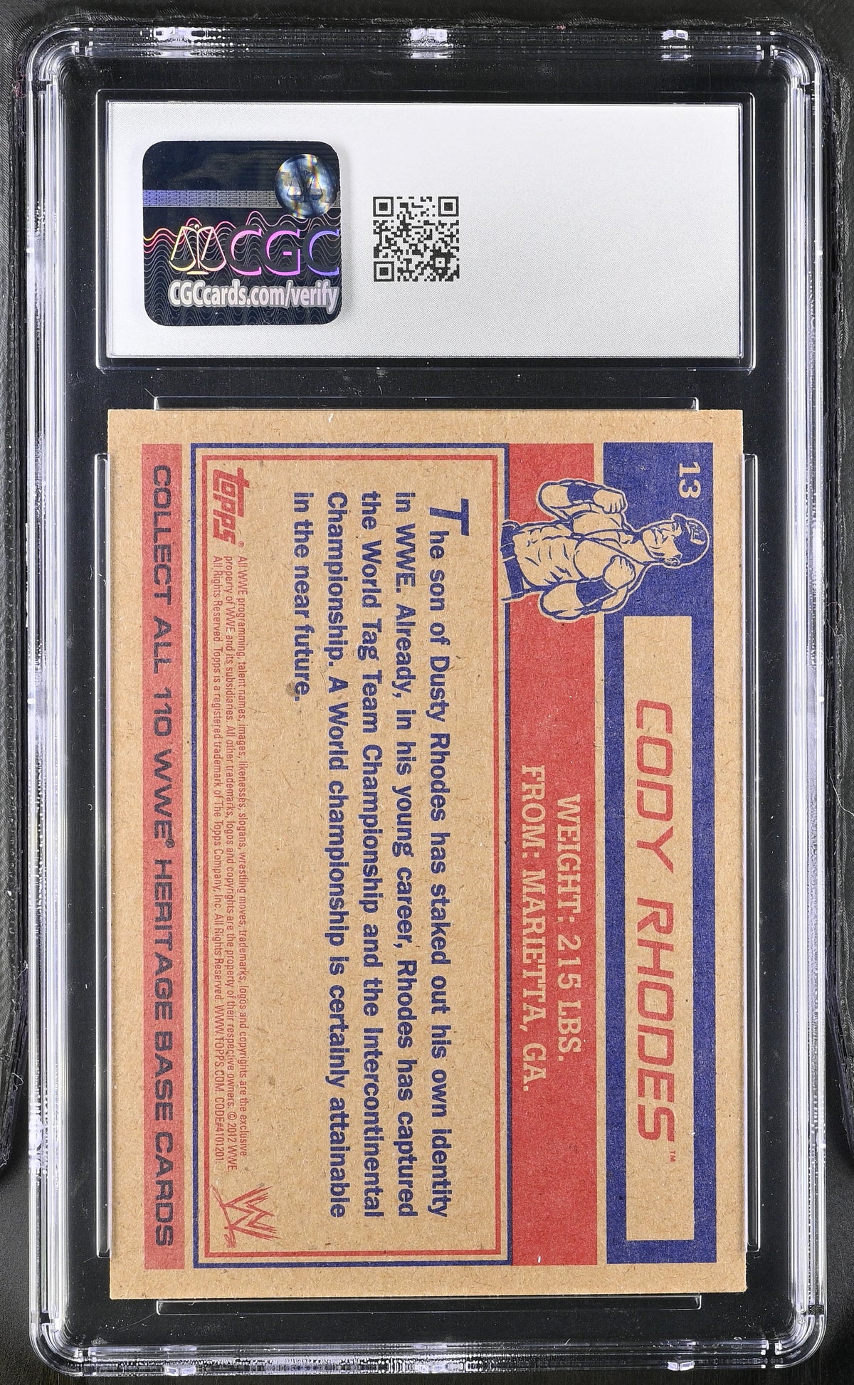 2012 Topps Heritage WWE Cody Rhodes #13 CGC 10