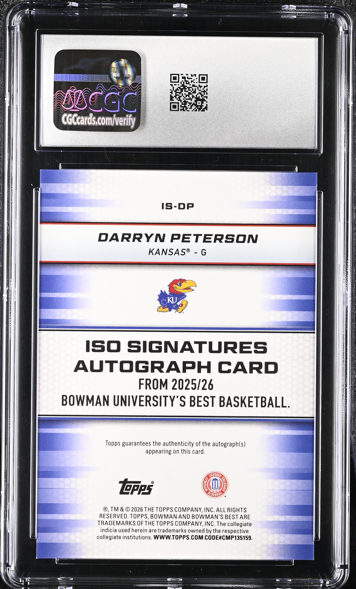2025-26 Bowman University Best Darryn Peterson Green /99 Rookie Auto #DP CGC 10