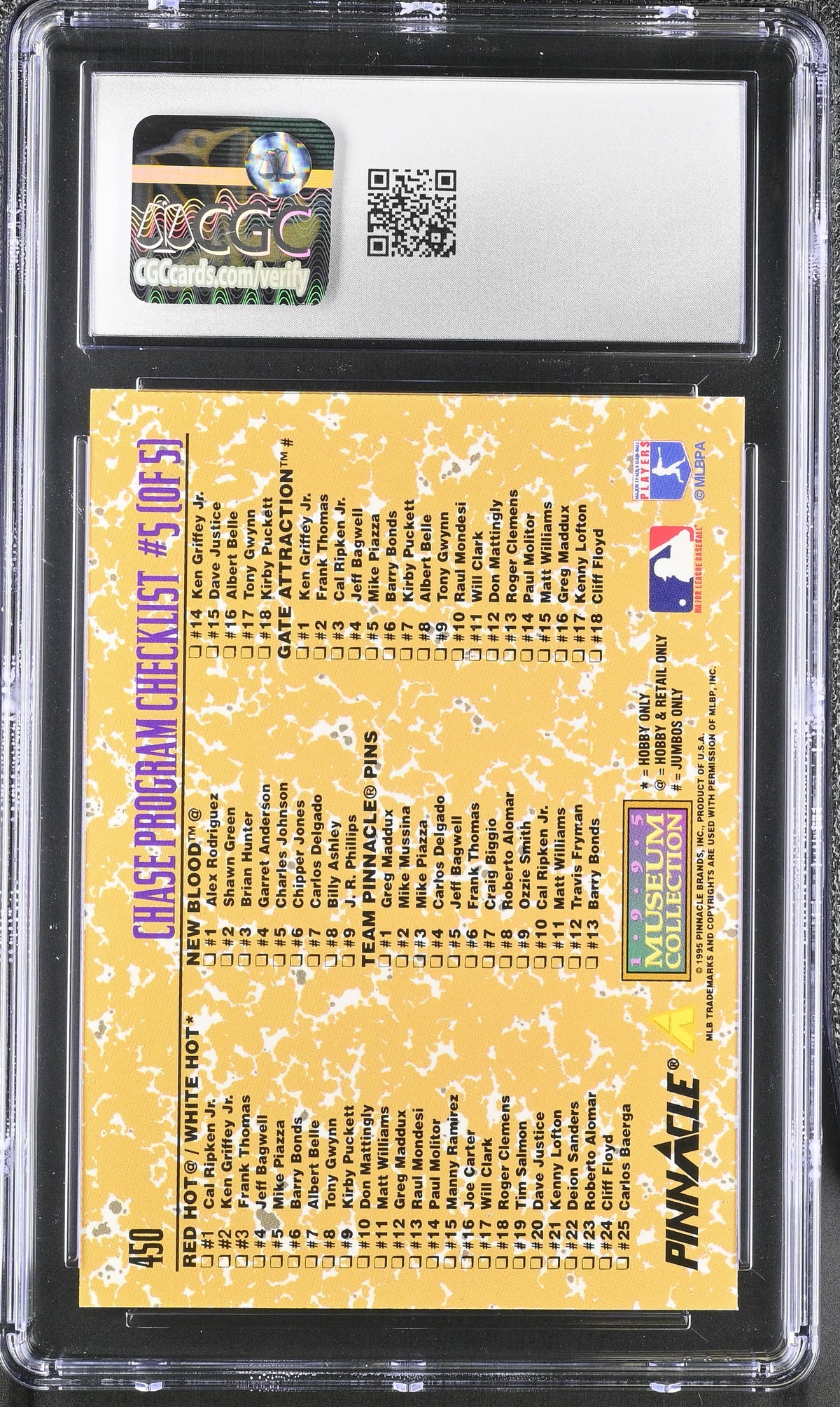 1995 Pinnacle Mike Piazza/Ken Griffey Jr. Frank Thomas/Jeff Bagwell #450 CGC 10
