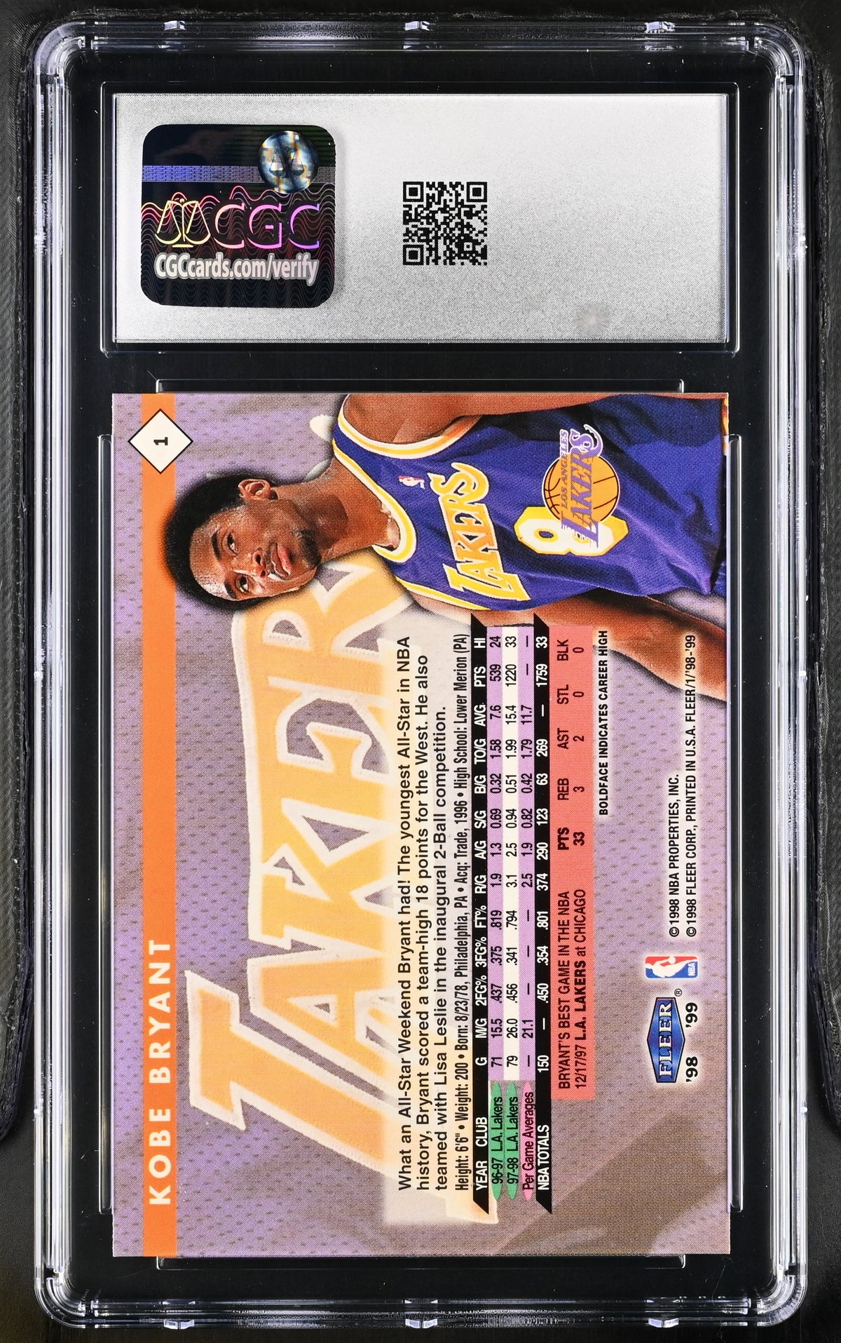 1998-99 Fleer Tradition Kobe Bryant Michael Jordan #1 CGC 9.5 Los Angeles Lakers