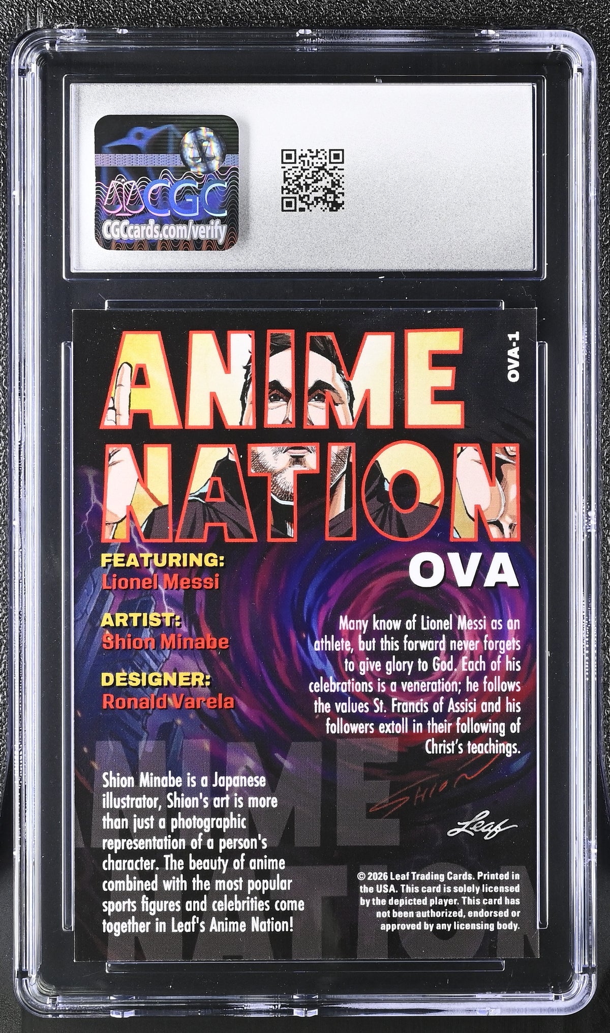 2026 Leaf Anime Nation Ova Lionel Messi #OVA-1 CGC 10