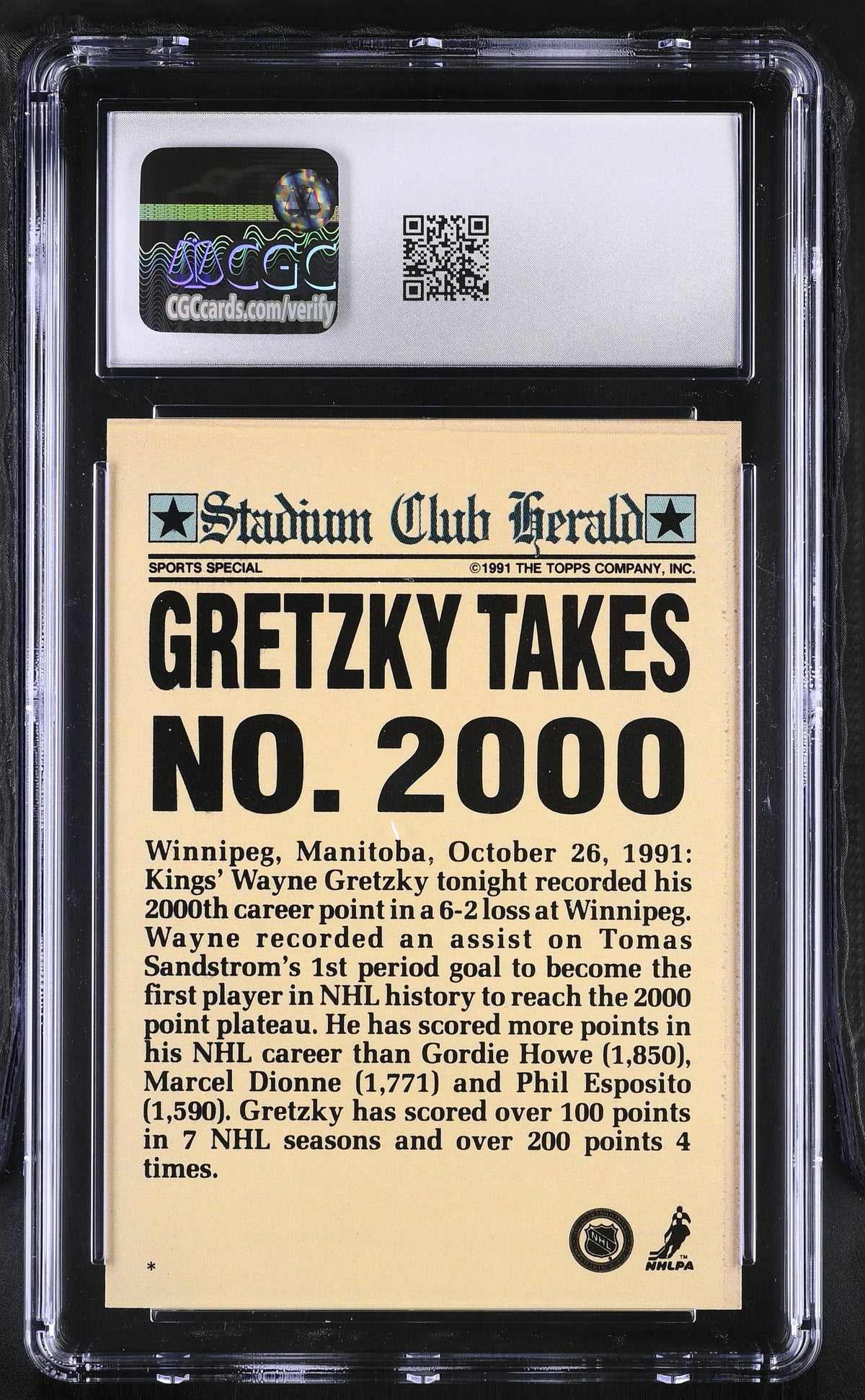 1991-92 Stadium Club Wayne Gretzky Charter Member CGC 9 Los Angeles Kings