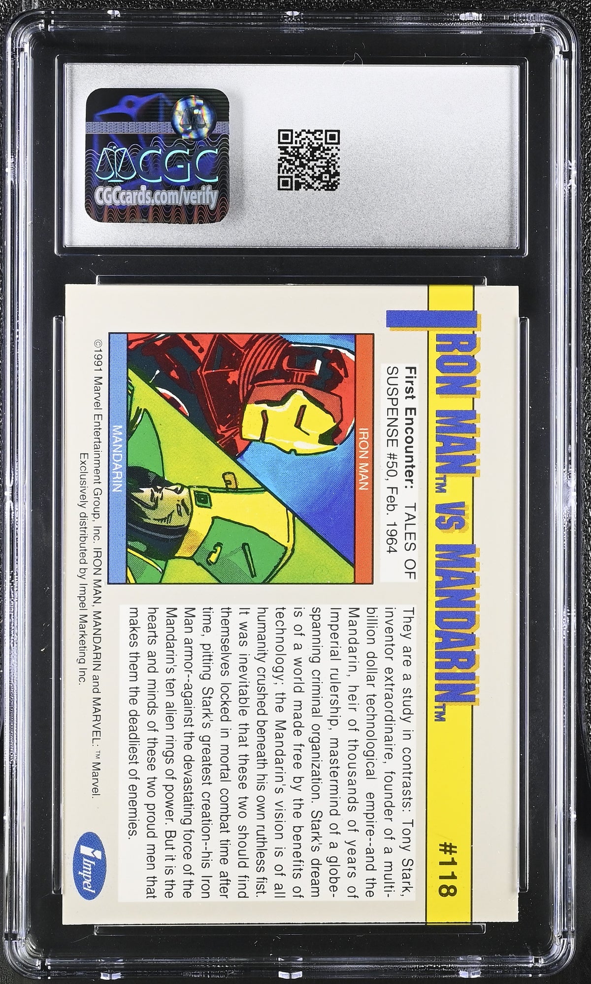 1991 Impel Marvel Universe Iron Man Vs. Mandarin #118 Arch-Enemies CGC 9.5