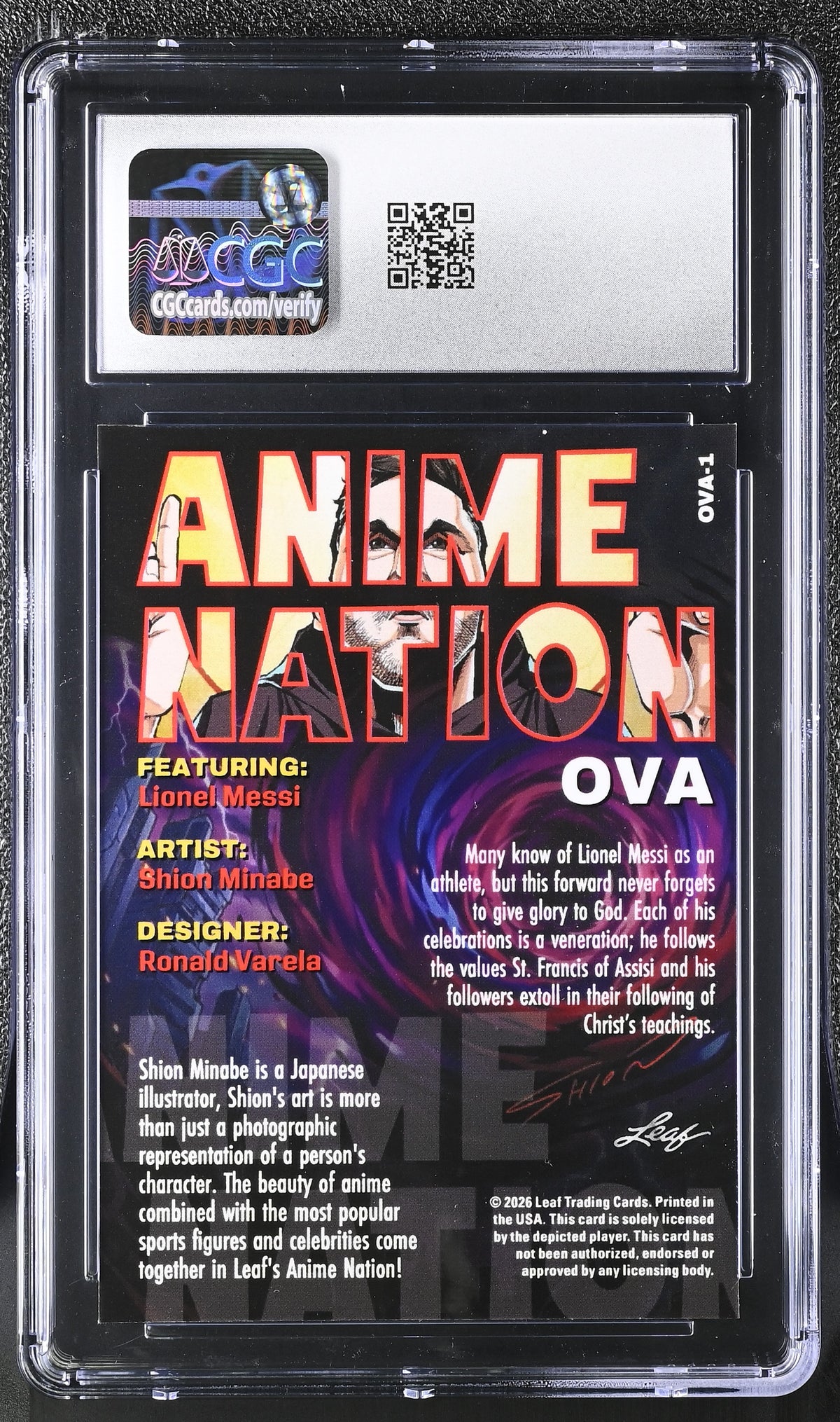 2026 Leaf Anime Nation Ova Lionel Messi #OVA-1 CGC 9