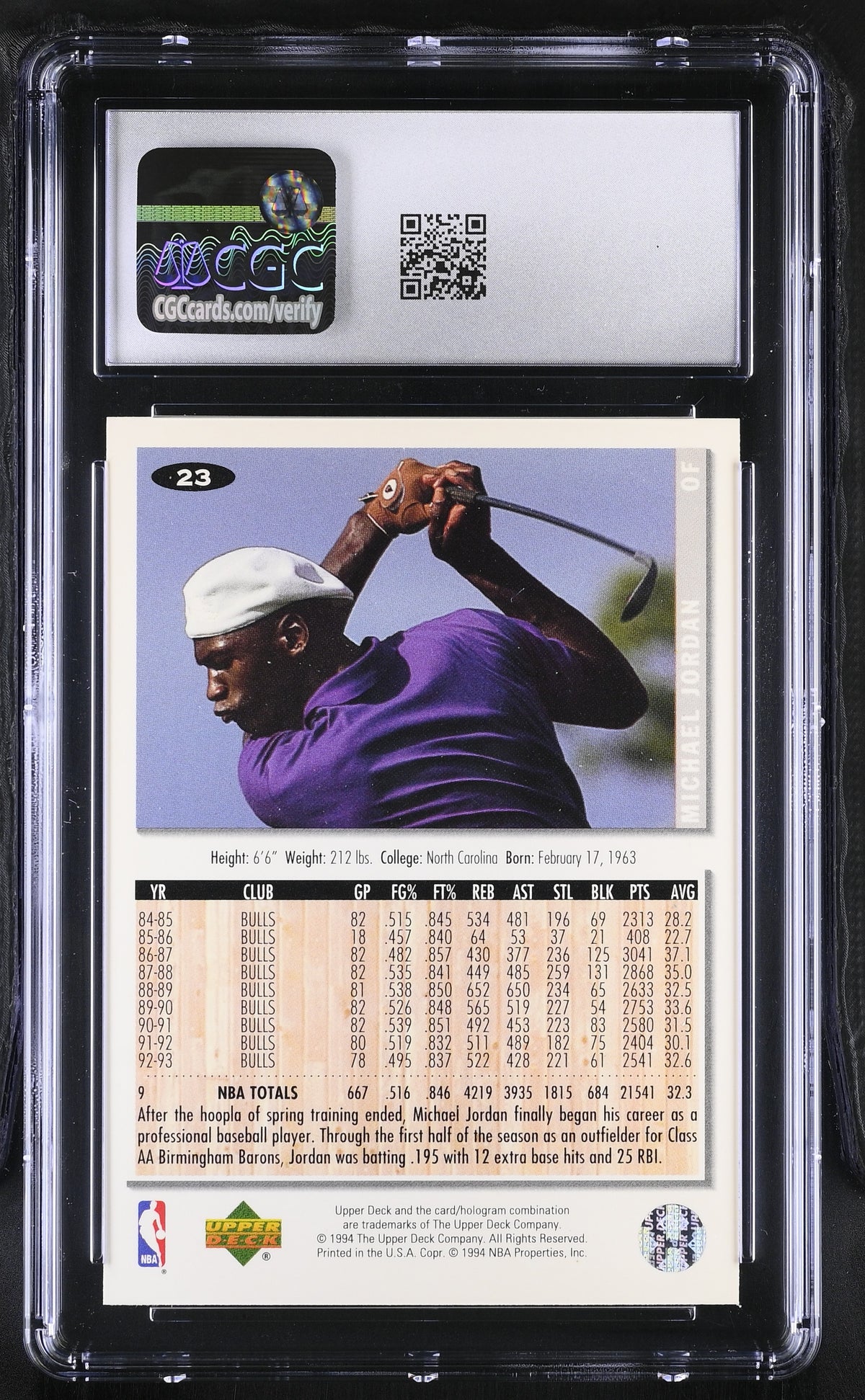 1994-95 Collector's Choice Michael Jordan #23 CGC 9 Chicago White Sox