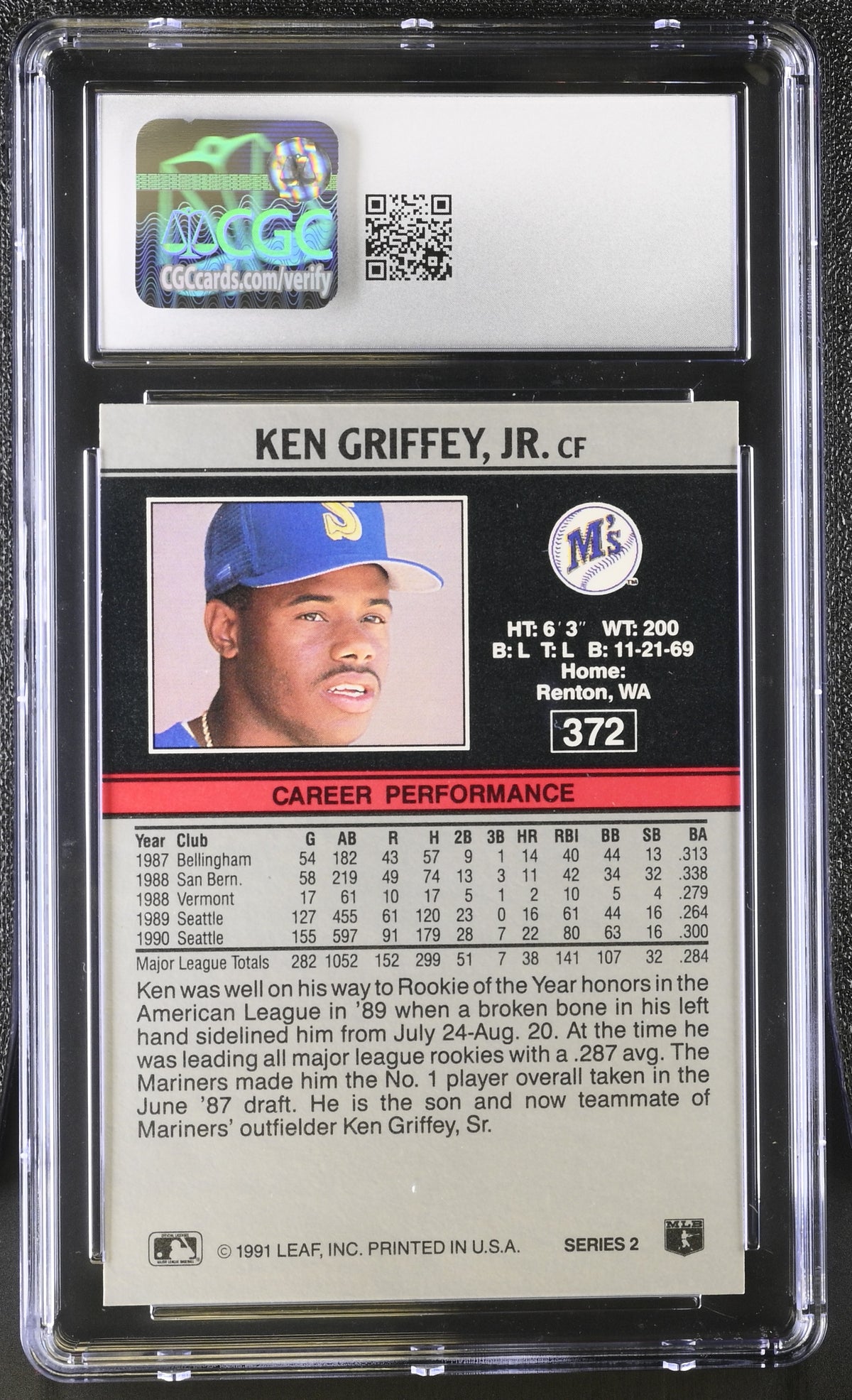 1991 Leaf Ken Griffey Jr. #372 CGC 9