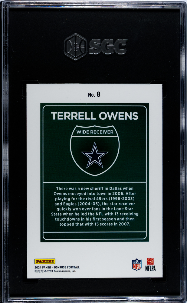 2024 Donruss Terrell Owens Downtown #8 SGC 9.5 Dallas Cowboys