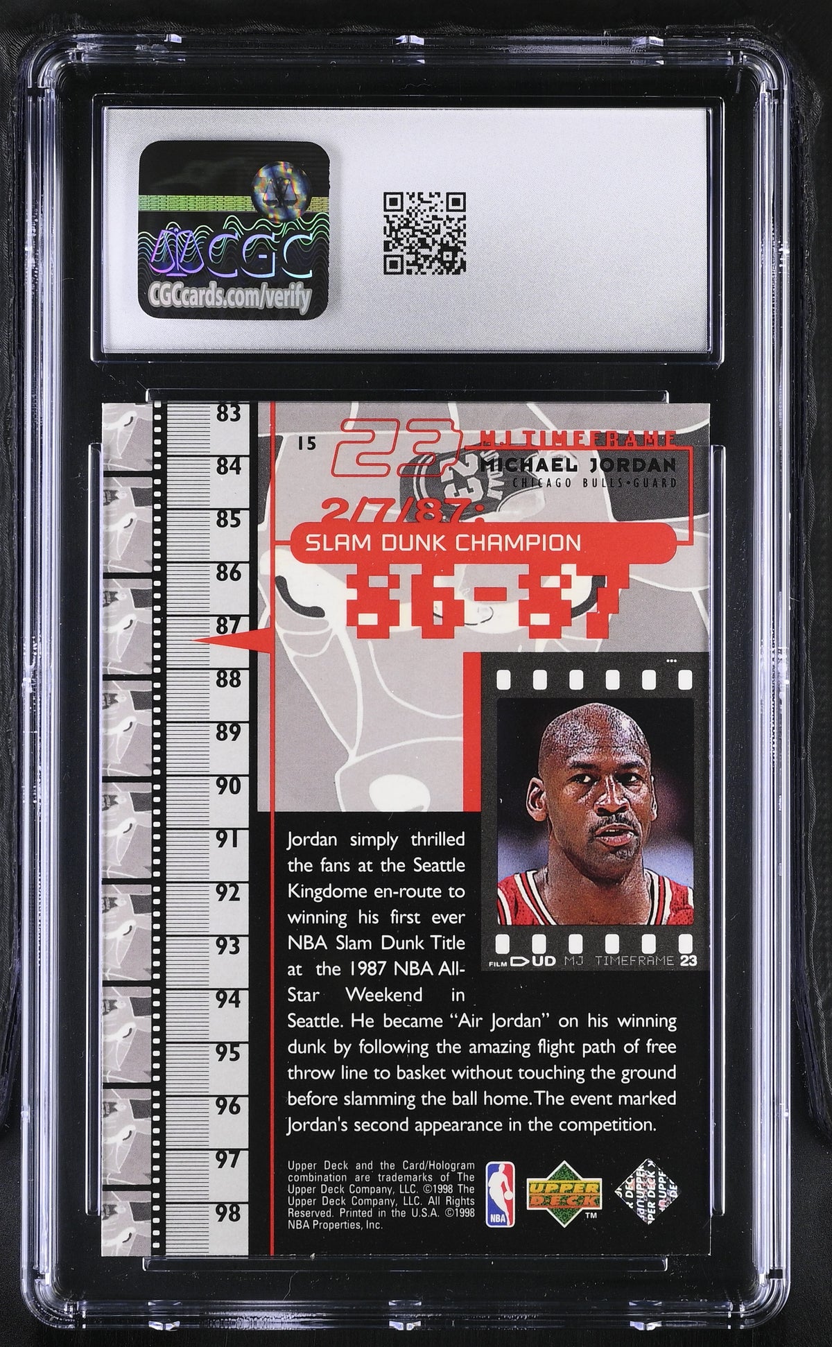 1998 Upper Deck MJ Living Legend Michael Jordan #15 CGC 9 Chicago Bulls