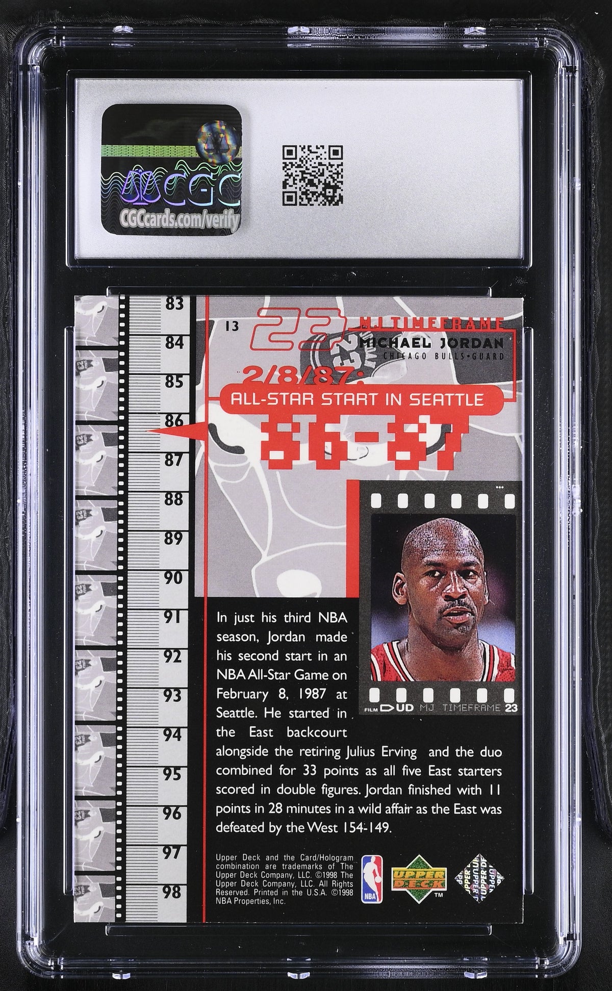 1998 Upper Deck MJ Living Legend Michael Jordan #13 CGC 9 Chicago Bulls