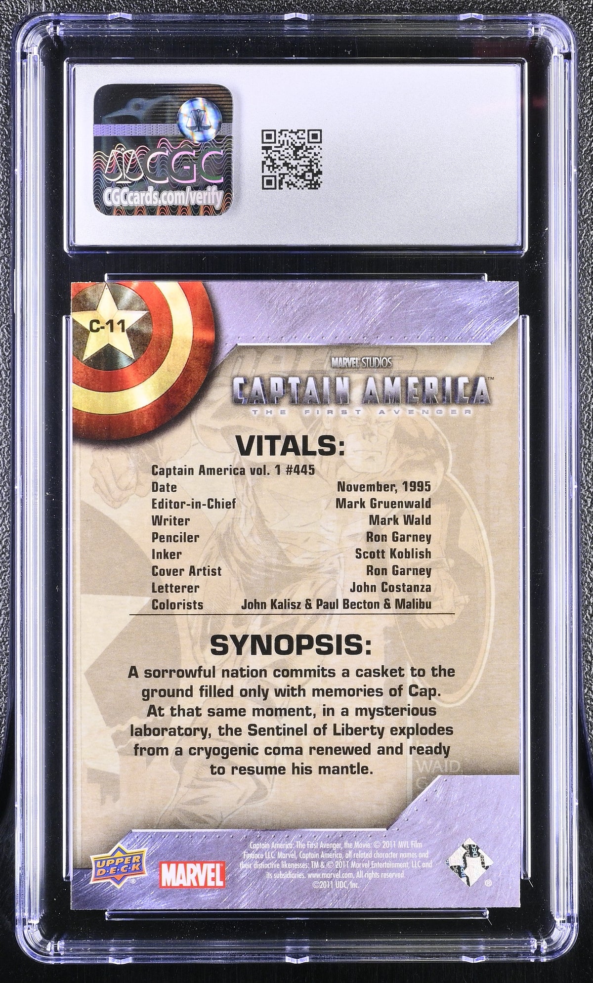 2011 Upper Deck Captain America: The First Avenger #C-11 Comic Covers CGC 10