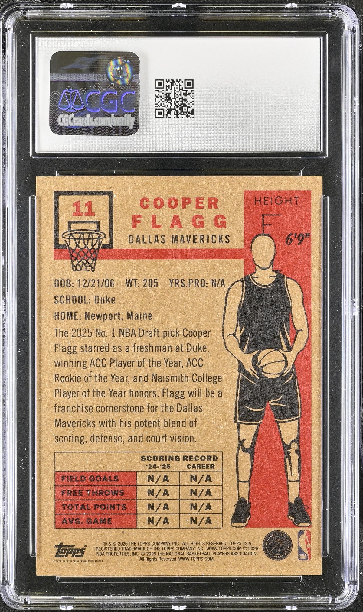 2025-26 Topps Living Set Cooper Flagg Rookie #11 CGC 9 Dallas Mavericks