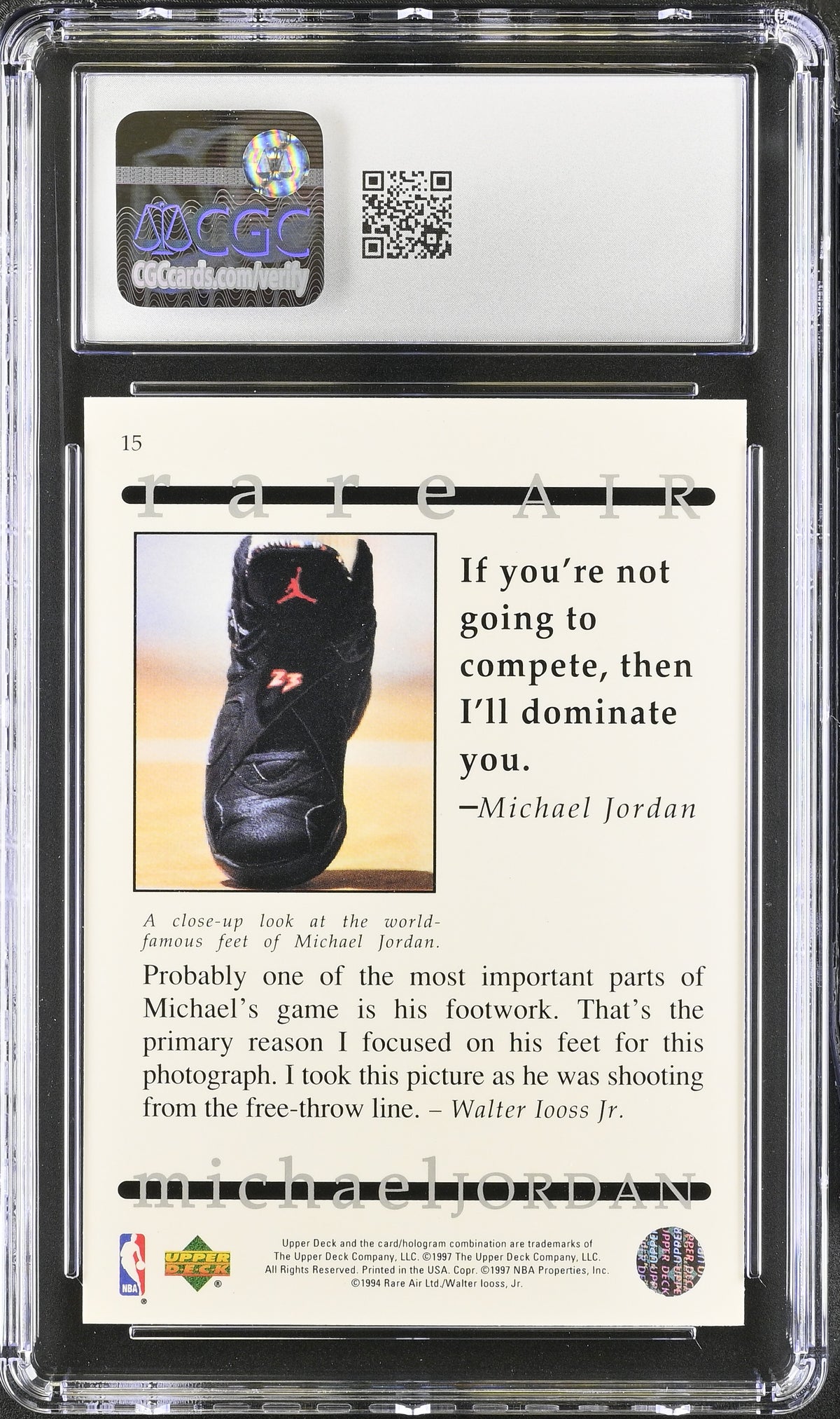 1997 Upper Deck Rare Air Michael Jordan #15 CGC 9 Chicago Bulls