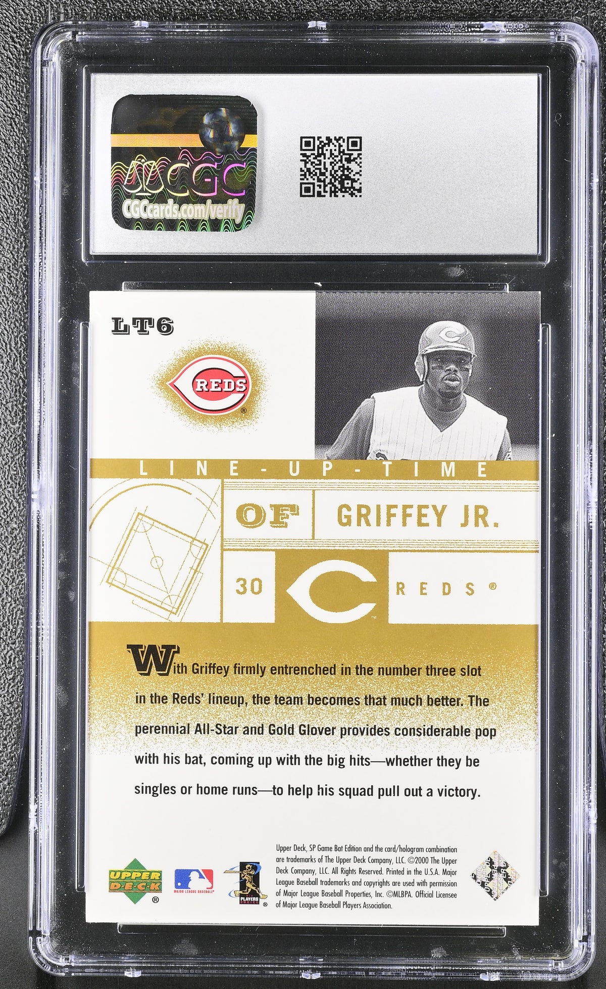 2001 SP Game Bat Edition Ken Griffey Jr. Line-Up Time #LT6 CGC 10 Reds