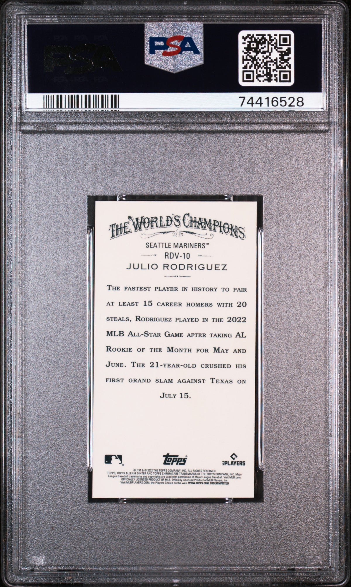 2022 Topps Allen & Ginter Chrome Rookie Minis Julio Rodriguez #RDV10 PSA 9