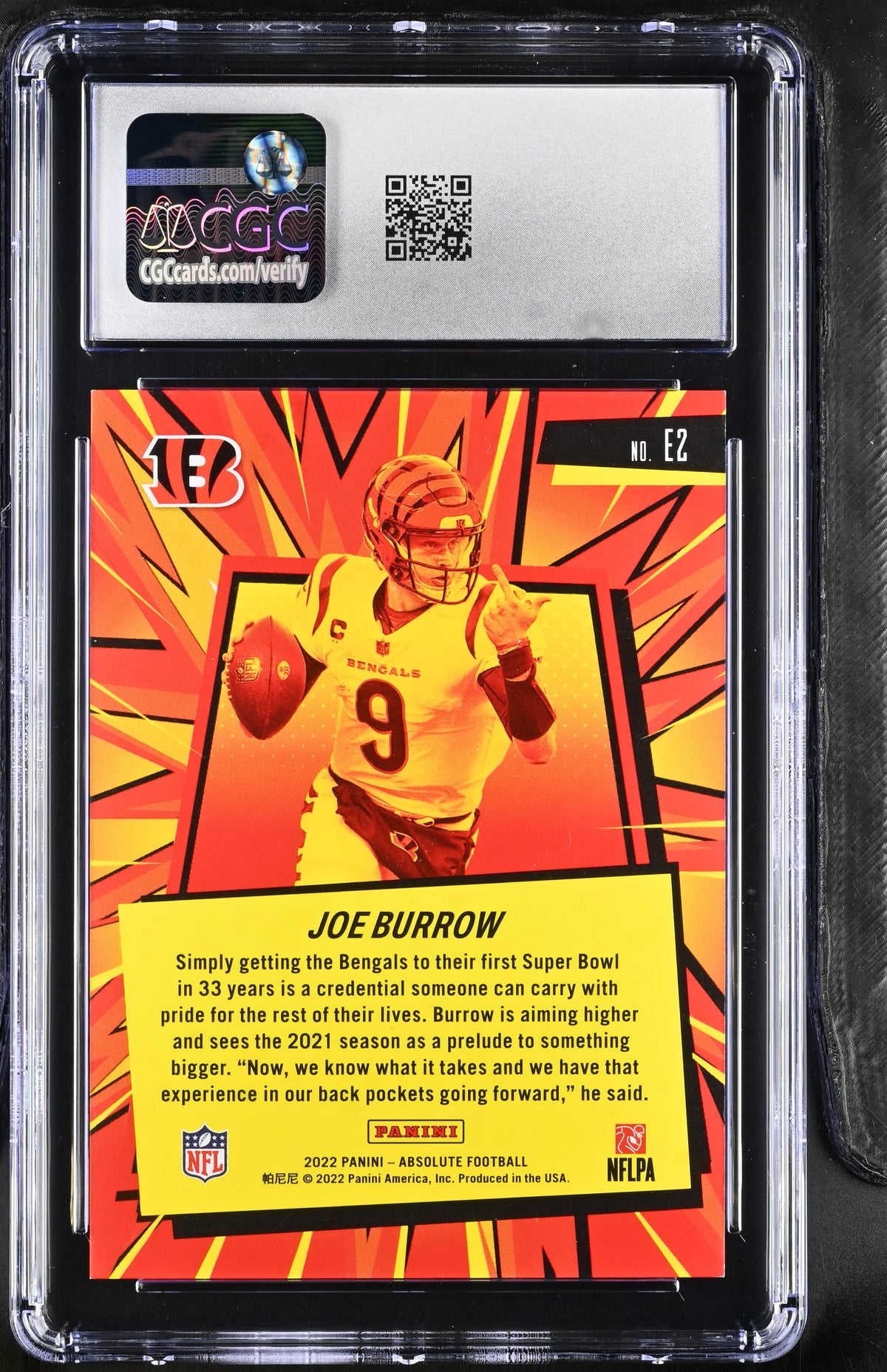 2022 Panini Absolute Joe Burrow Explosive #E2 CGC 9 Cincinnati Bengals