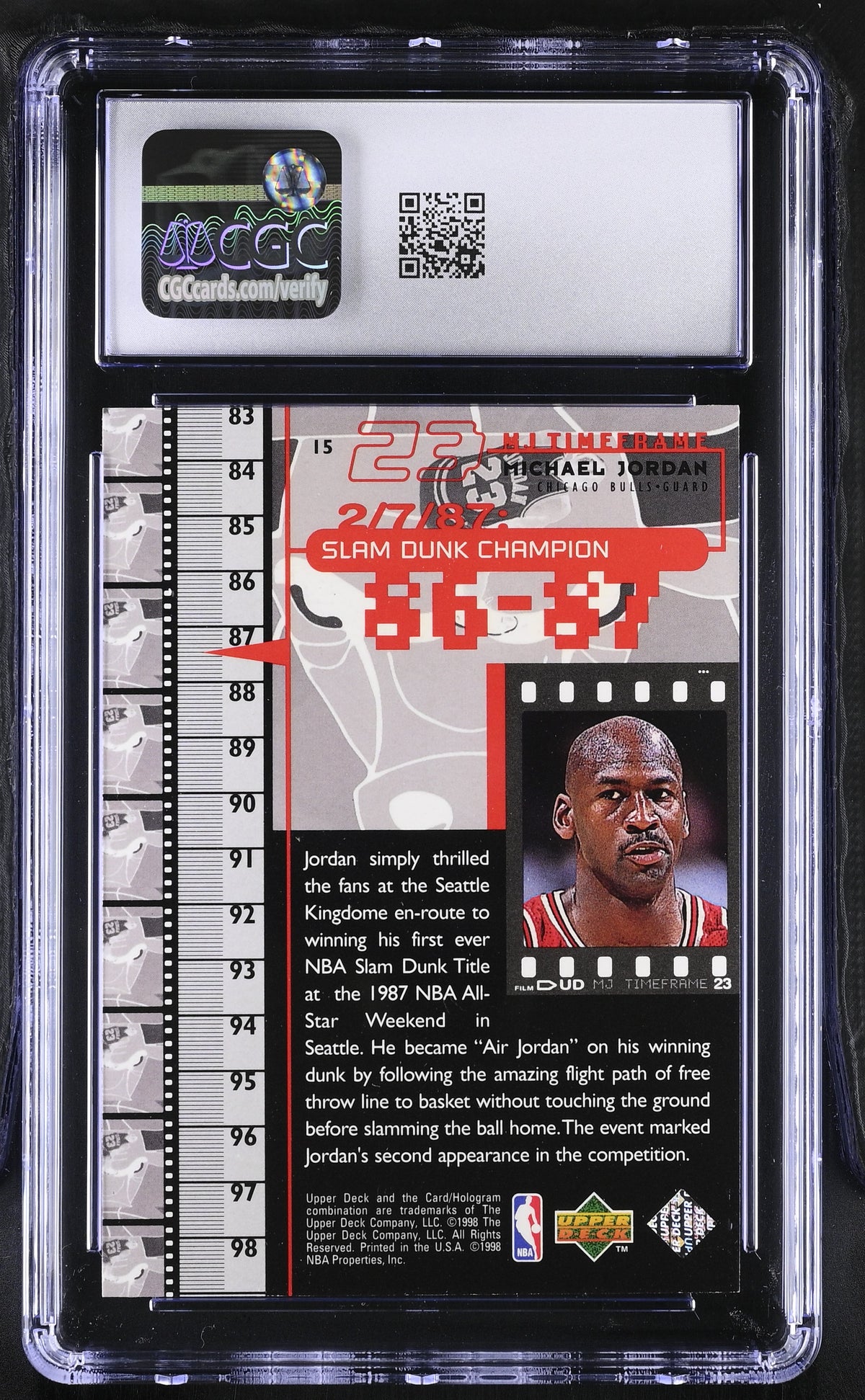 1998 Upper Deck MJ Living Legend Michael Jordan #15 CGC 9 Chicago Bulls
