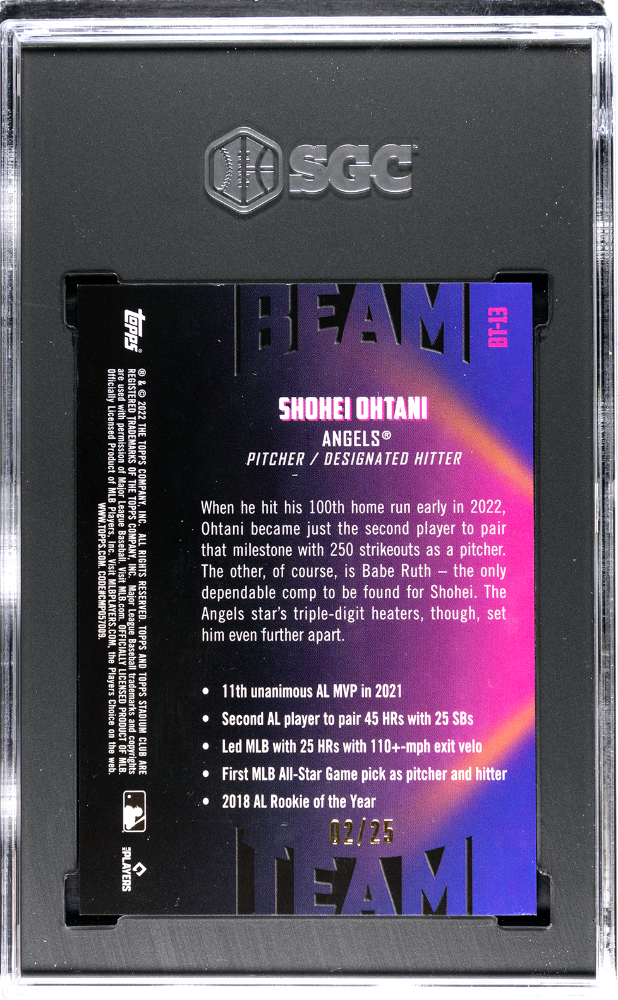 2022 Topps Stadium Club Chrome Shohei Ohtani Beam Team Orange /25 #BT-13 SGC 10