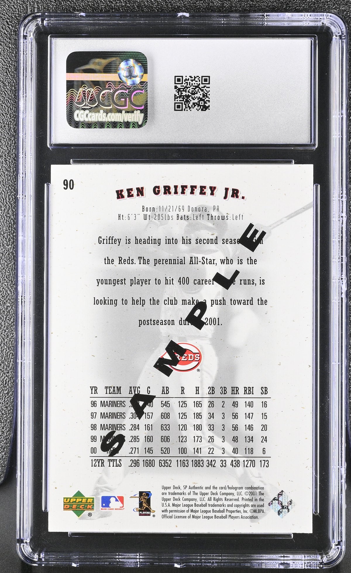 2001 SP Authentic Ken Griffey Jr. Sample #90 CGC 10 Cincinnati Reds