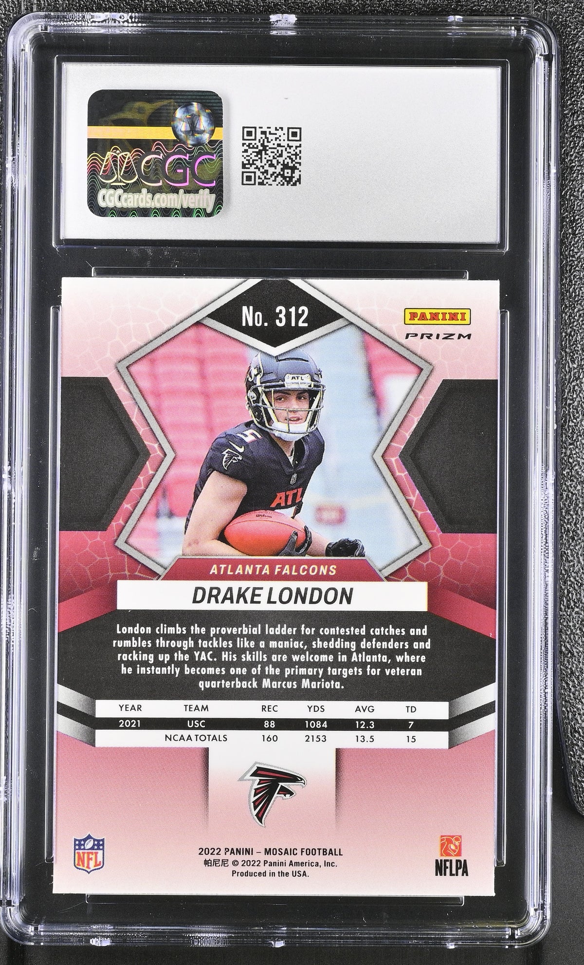 2022 Panini Mosaic Drake London Reactive Orange Rookie #312 CGC 10 Falcons