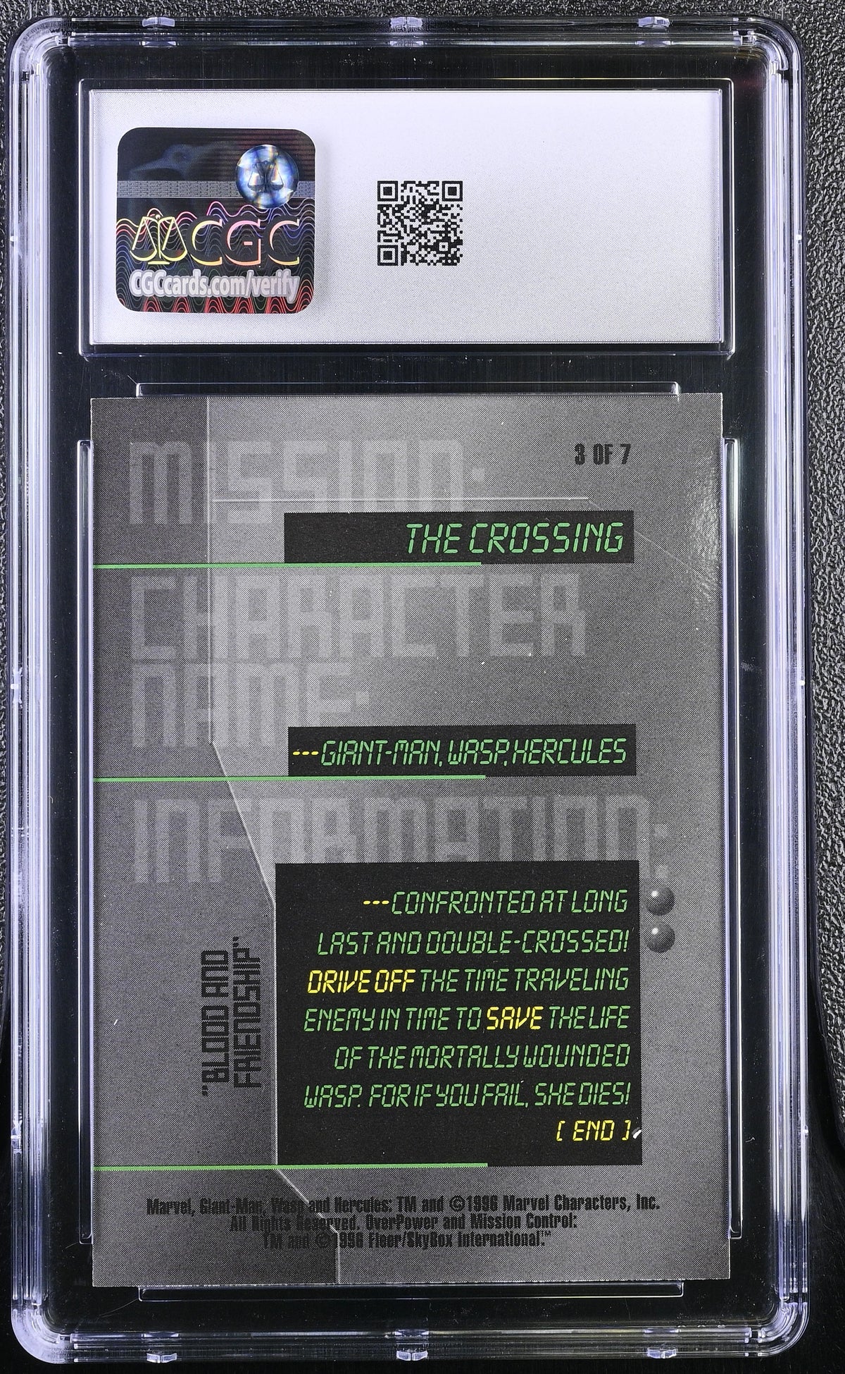 1996 Overpower Mission Control Blood and Friendship The Crossing CGC 10 #3