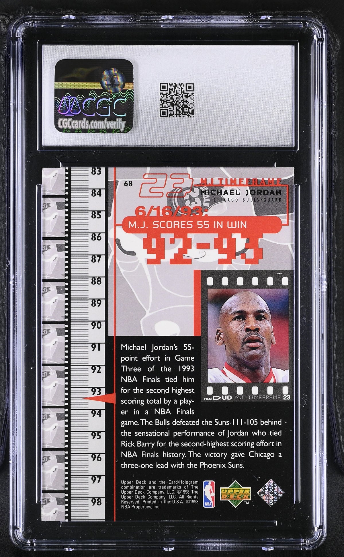 1998 Upper Deck MJ Living Legend Michael Jordan #68 CGC 9 Chicago Bulls