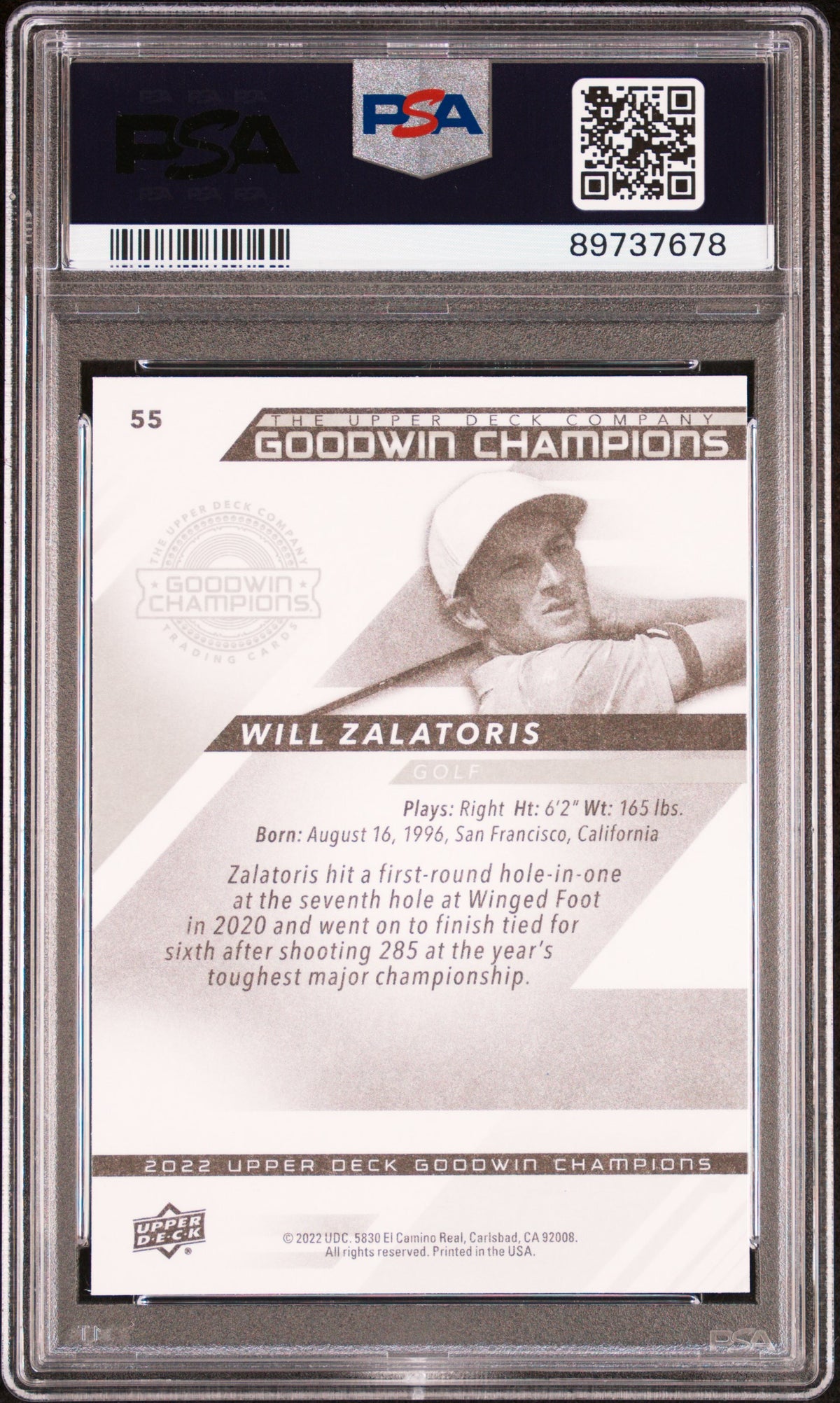 2022 Upper Deck Goodwin Champions Will Zalatoris Auto Autograph 55 PSA Authentic