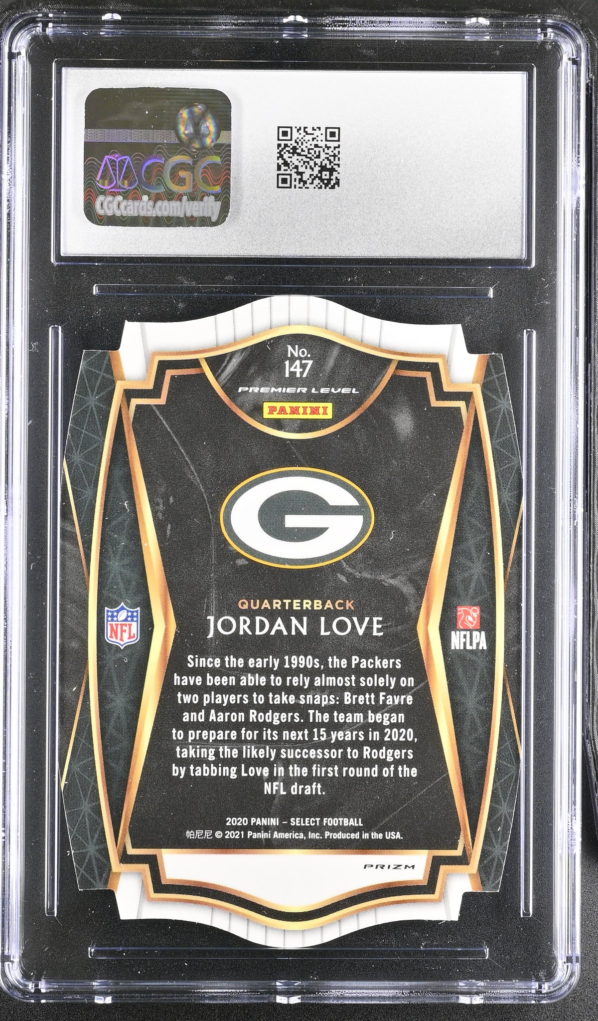 2020 Panini Select Jordan Love Purple Die-Cut Rookie #147 CGC 9 Packers