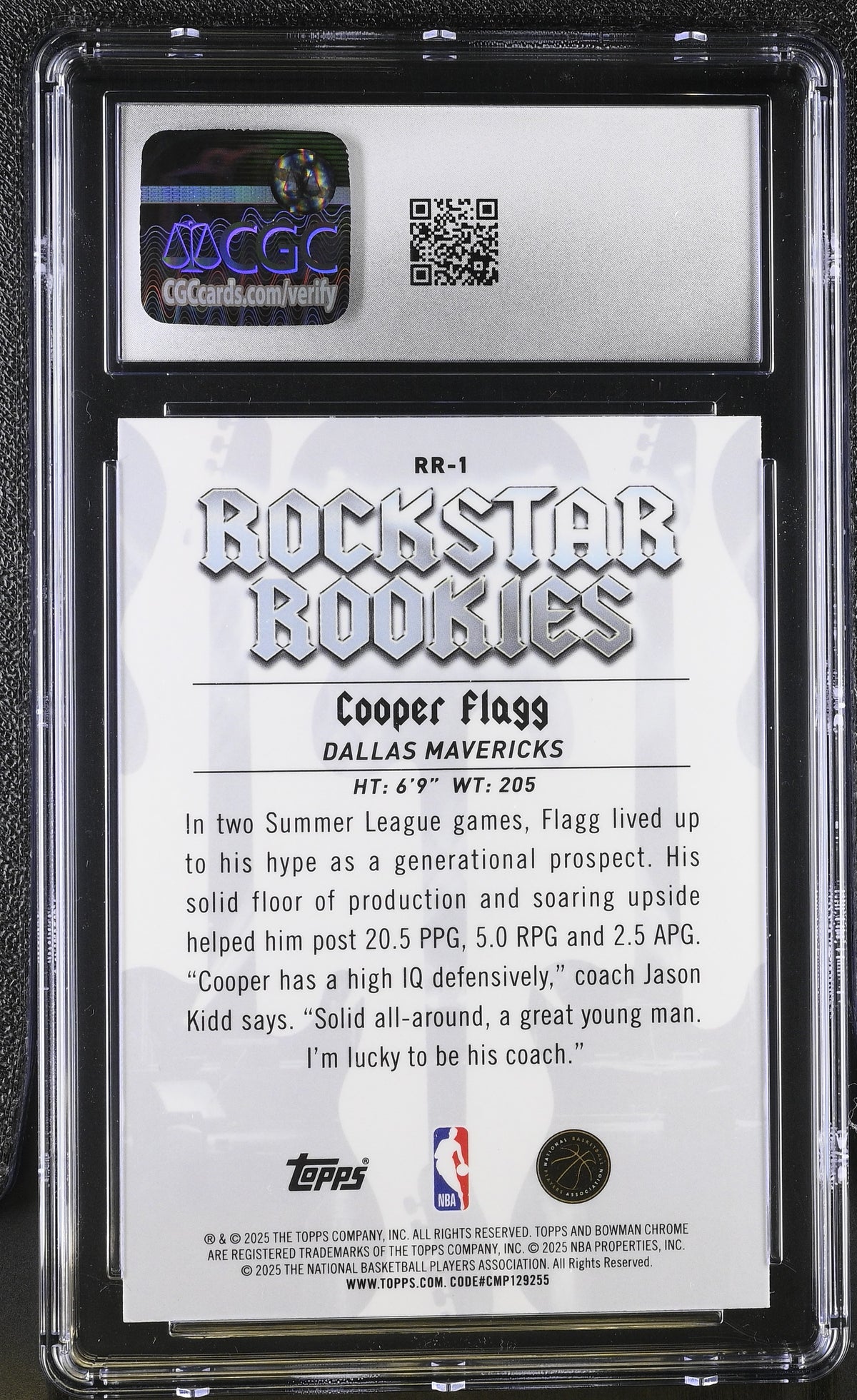 2025-26 Bowman Cooper Flagg Rookie Rockstar Rookies #RR-1 CGC 9 Dallas Mavericks
