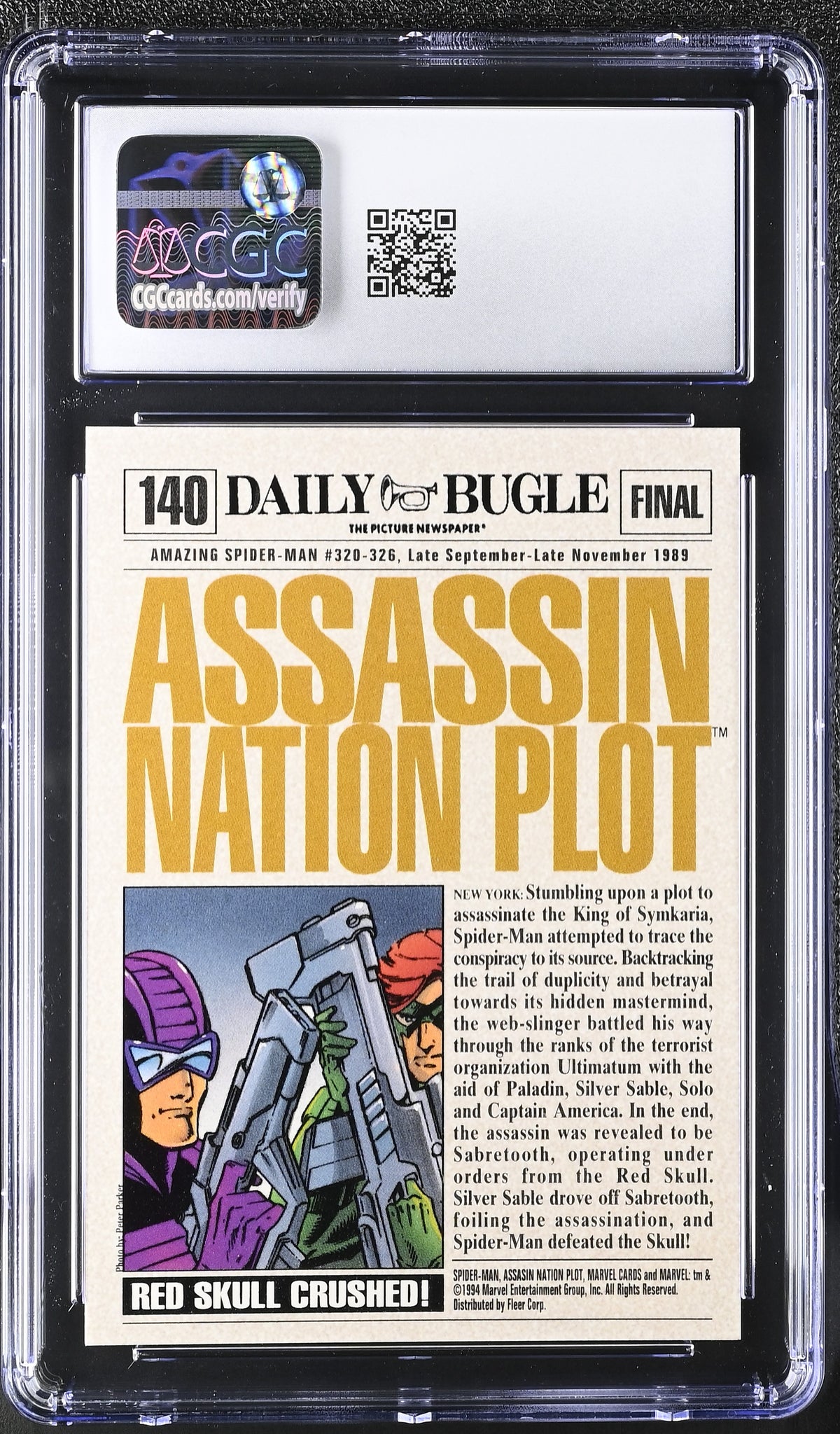 1994 Fleer Amazing Spider-Man Assassin Nation Plot #140 CGC 10