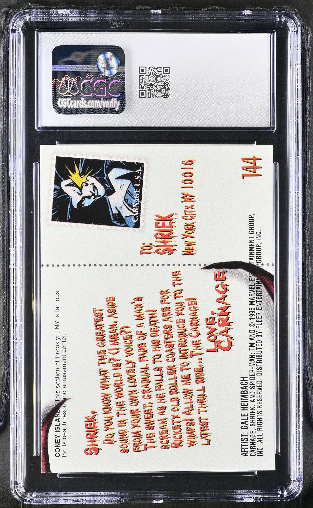 1995 Fleer Ultra Spider-Man Coney Island #144 Gold Foil Signature Series CGC 10