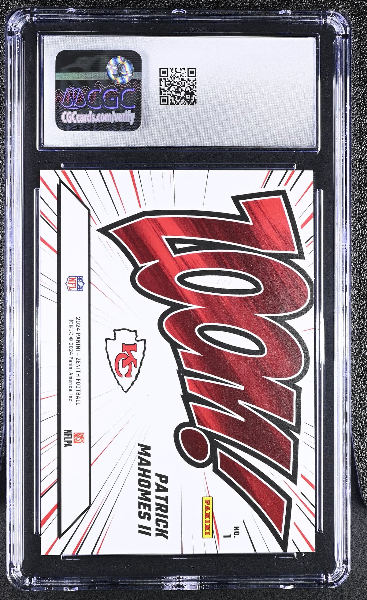 2024 Panini Zenith Patrick Mahomes II /99 Zoom Red #1 CGC 9 Kansas City Chiefs