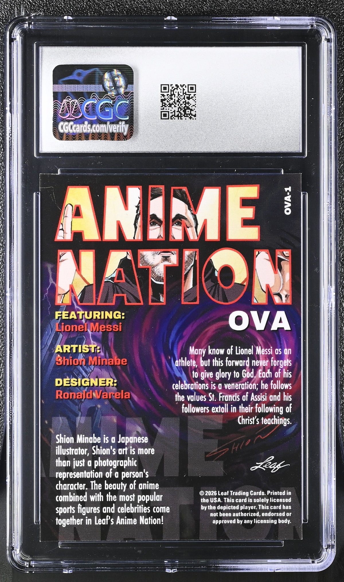 2026 Leaf Anime Nation Ova Lionel Messi #OVA-1 CGC 10