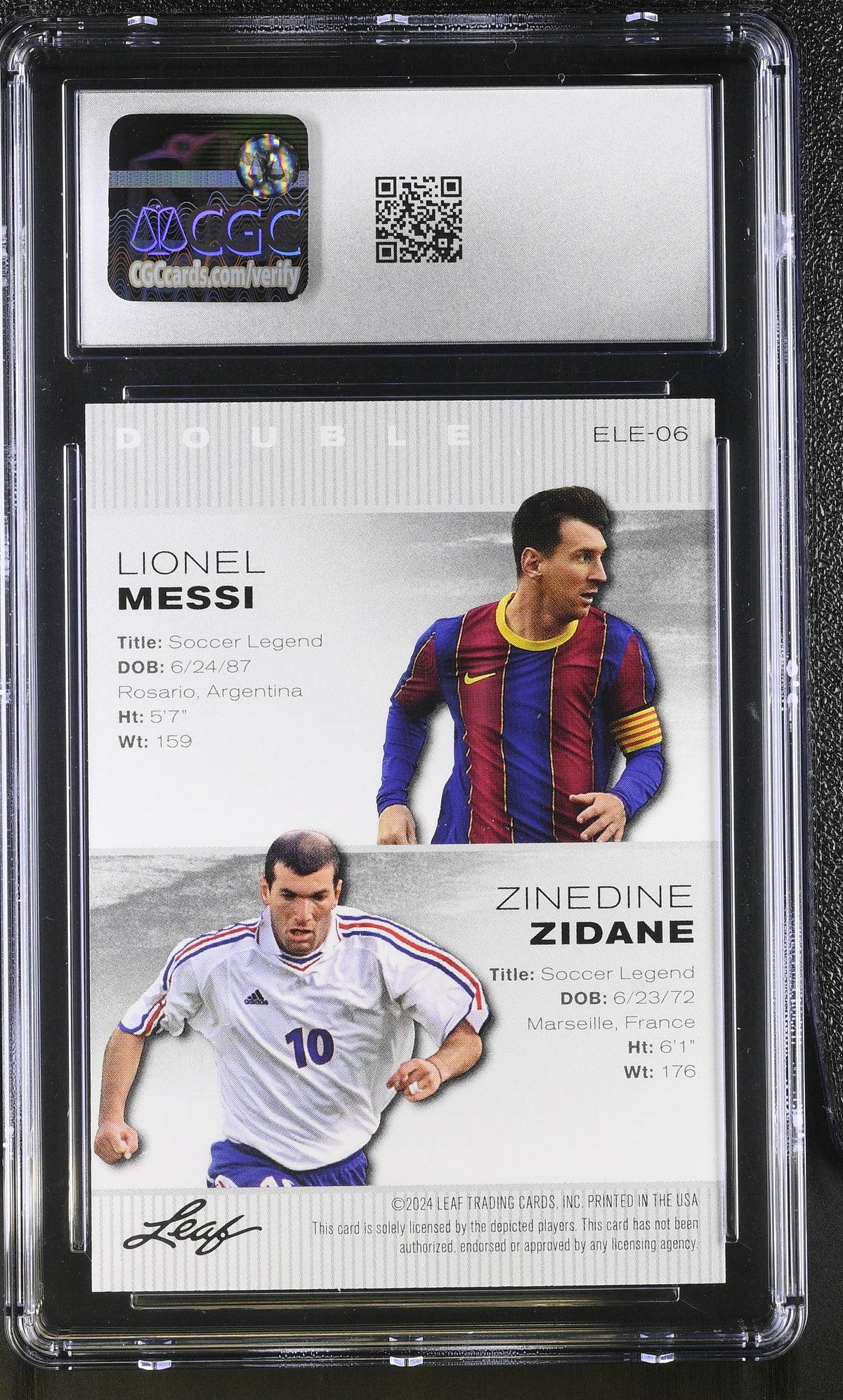 2024 Leaf Special Release Lionel Messi Zidane Exclusive Legends #ELE-06 CGC 10