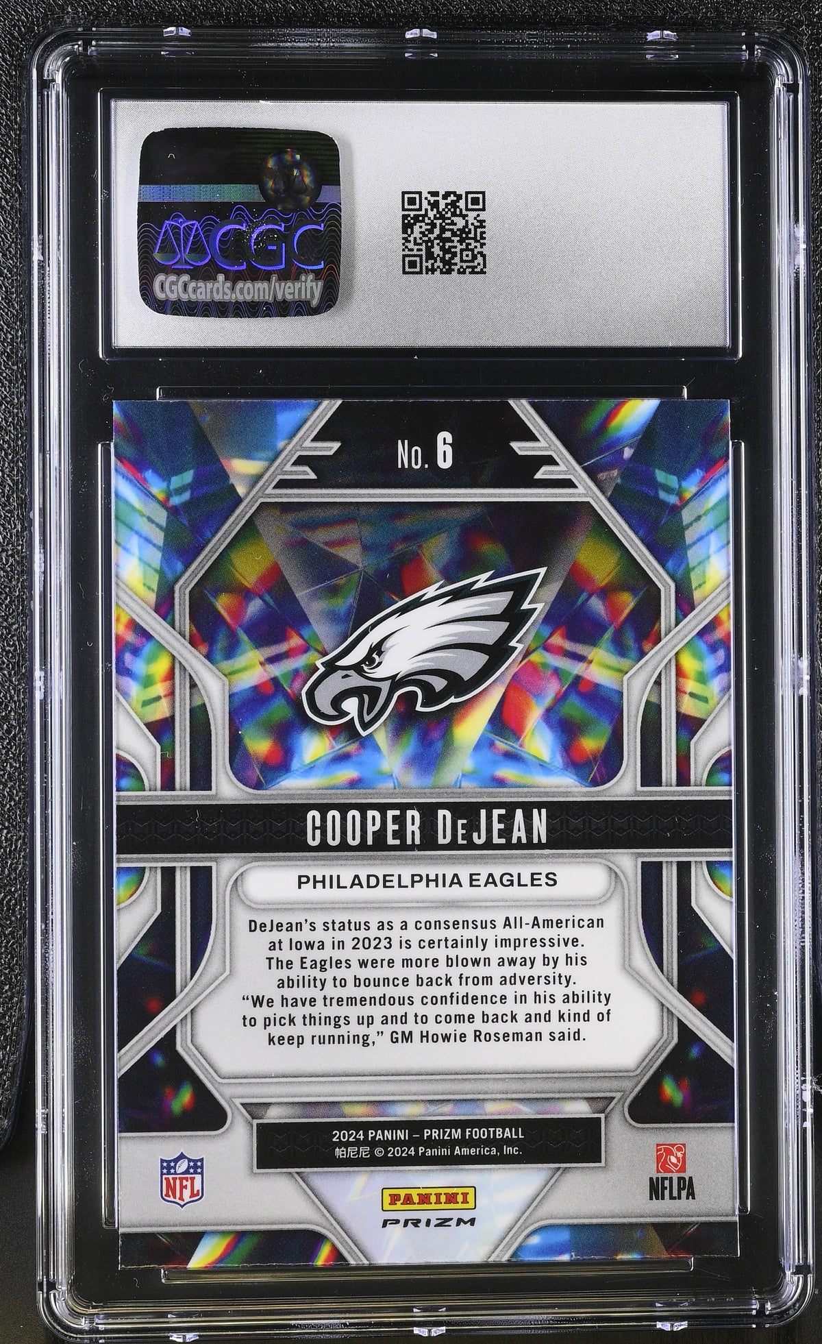 2024 Panini Prizm Cooper DeJean Green Ice Rookie Prizmatic #6 CGC 9.5 Eagles
