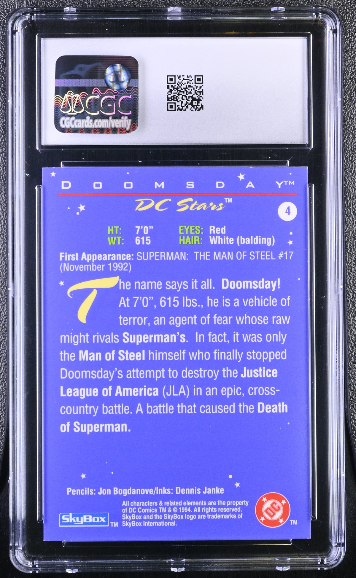 1994 Skybox DC Stars Doomsday #4 CGC 9.5