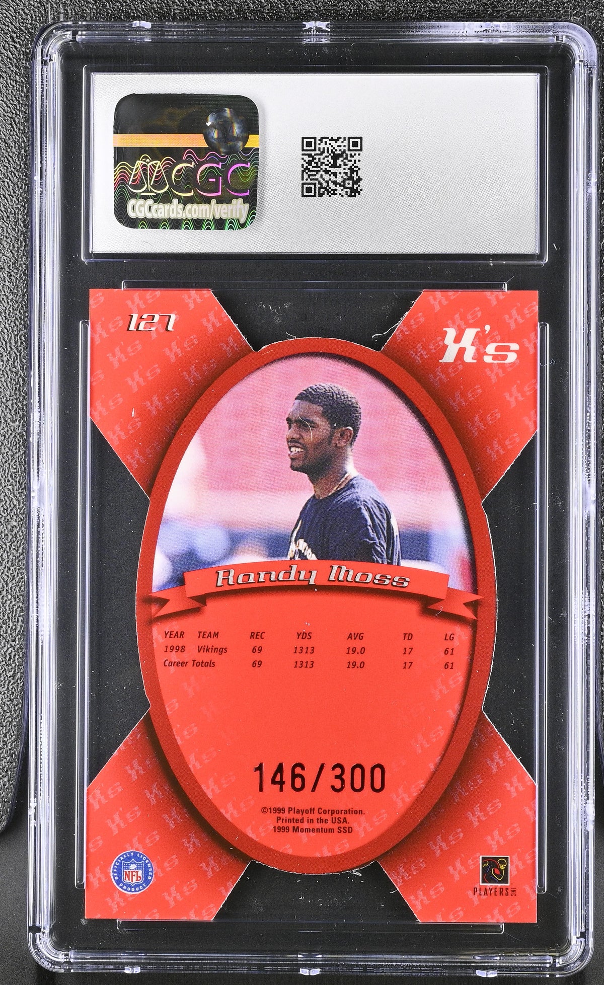1999 Playoff Momentum SSD Randy Moss /300 X's #127 CGC 10 Minnesota Vikings