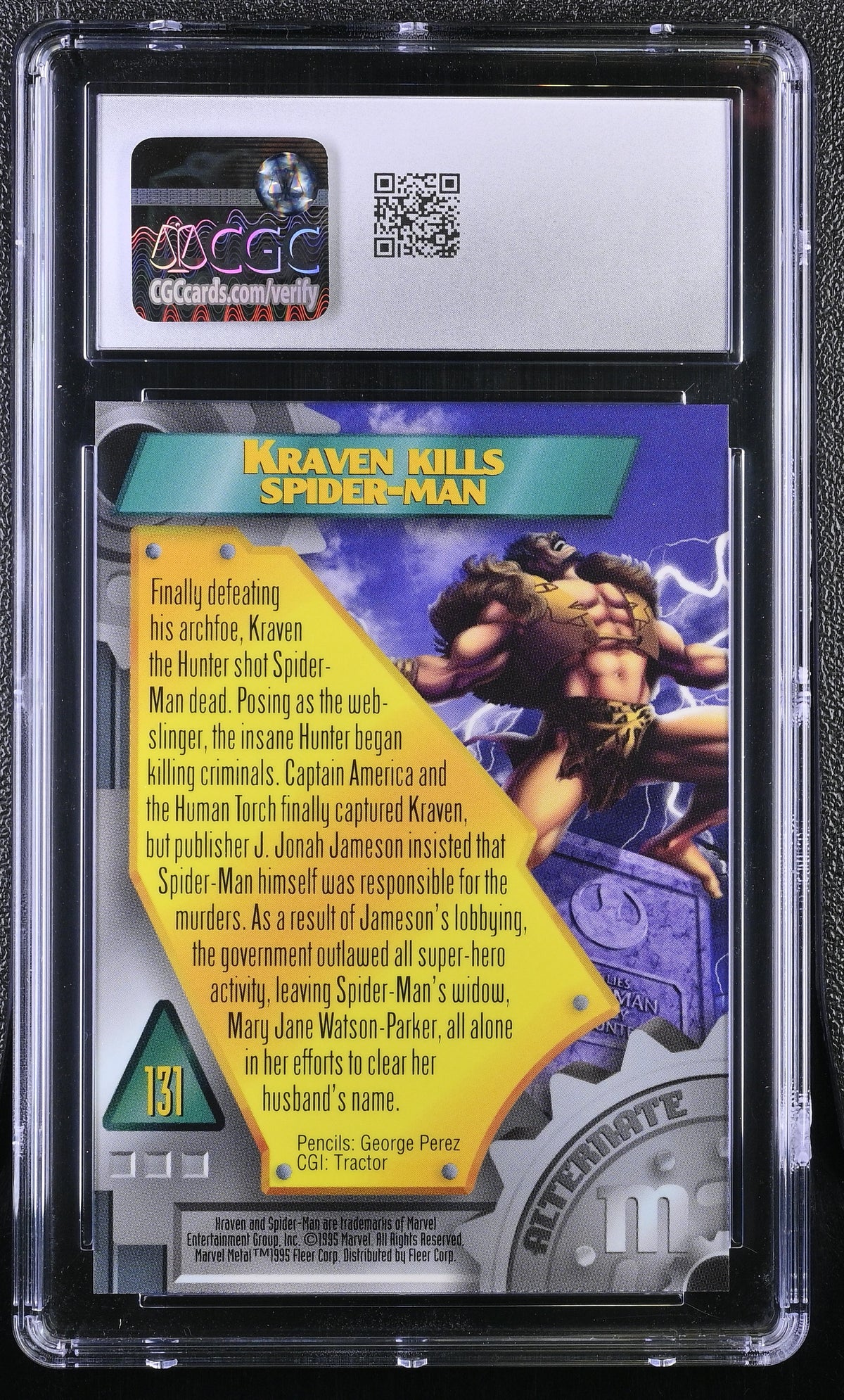 1995 Fleer Marvel Metal Inaugural Edition Kraven #131 CGC 9.5