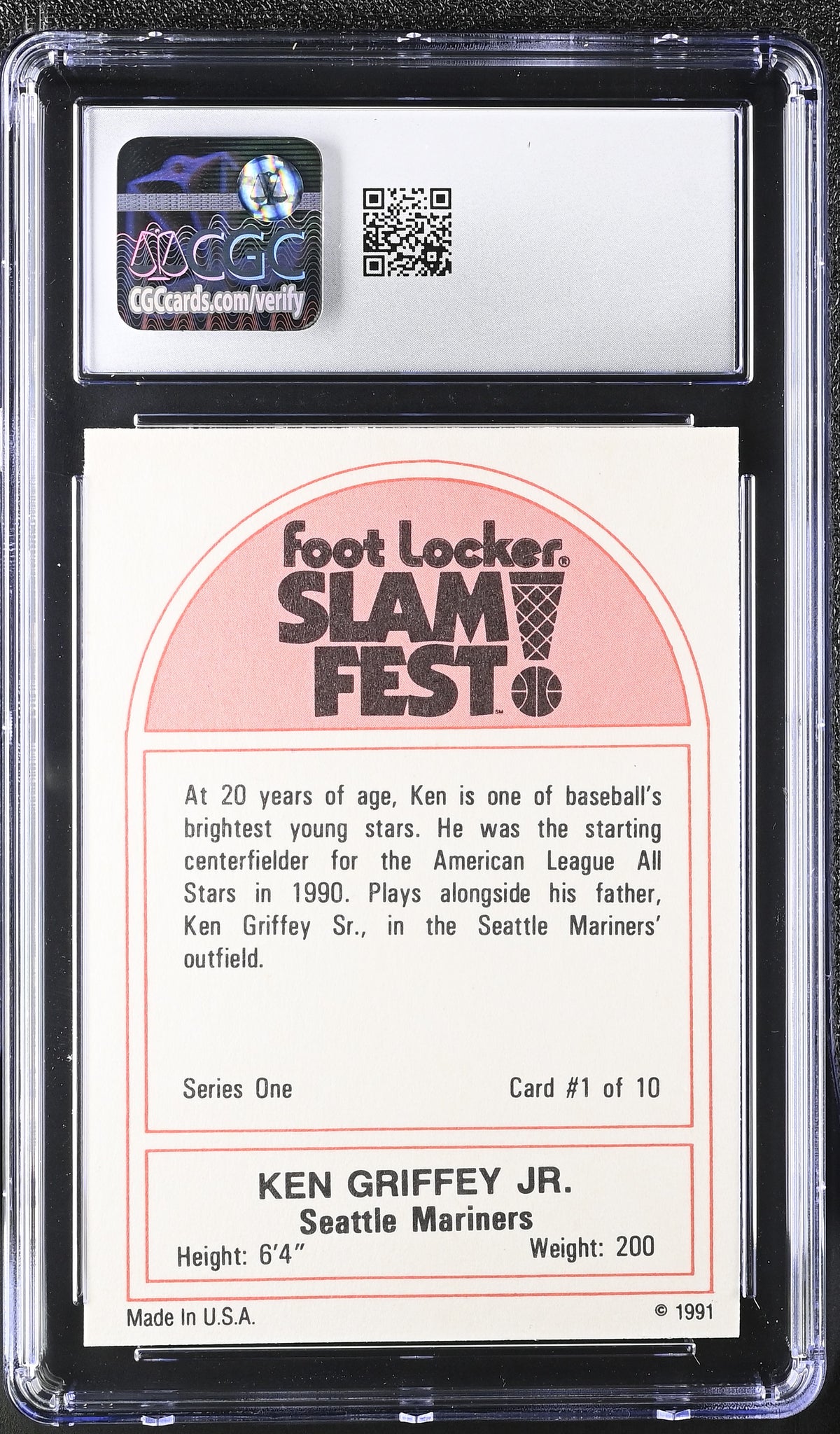 1991 Foot Locker Ken Griffey Jr Slam Fest #1 CGC 9.5 Seattle Mariners