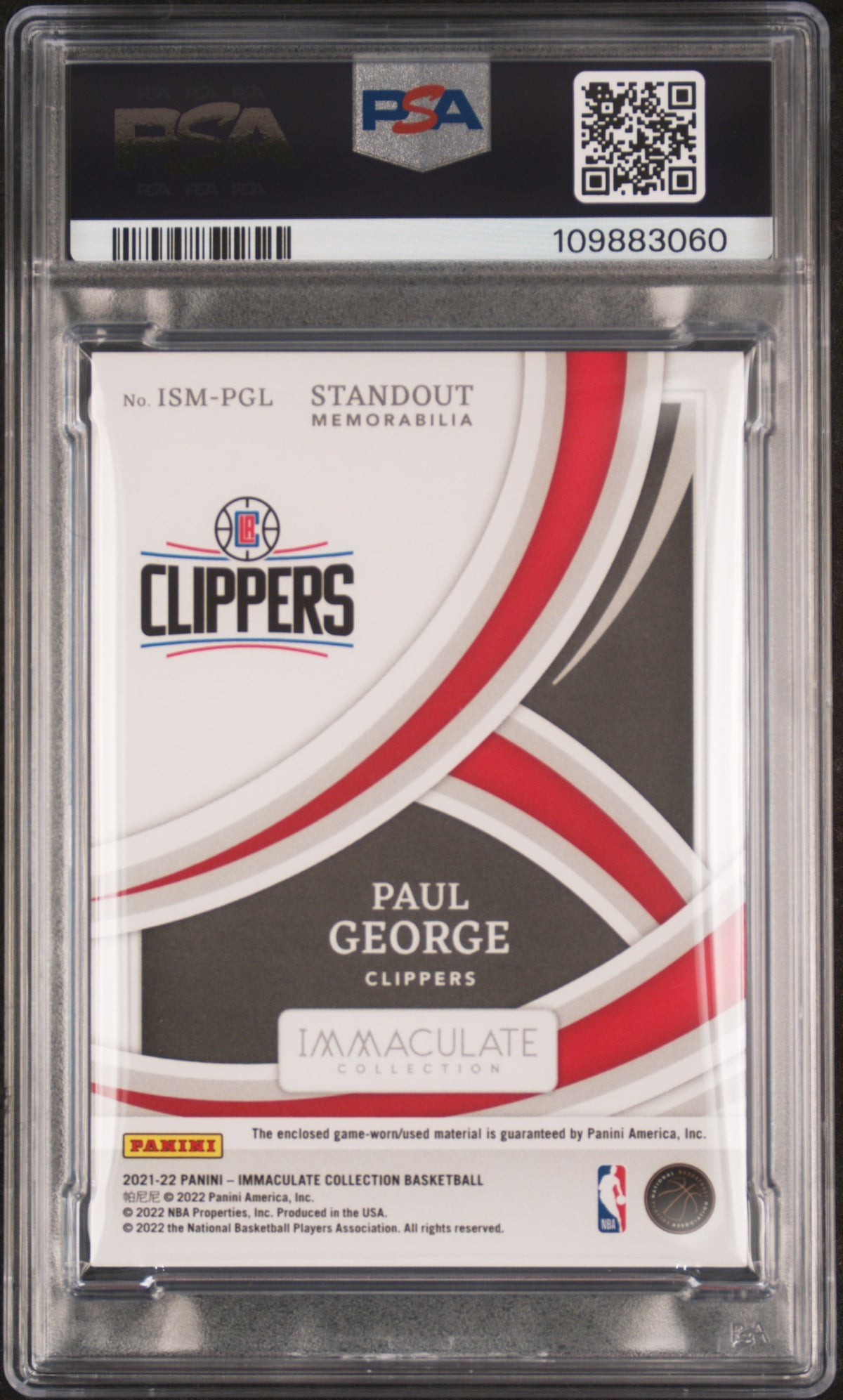2021 Panini Immaculate Collection Paul George Auto Patch /99 PSA Authentic