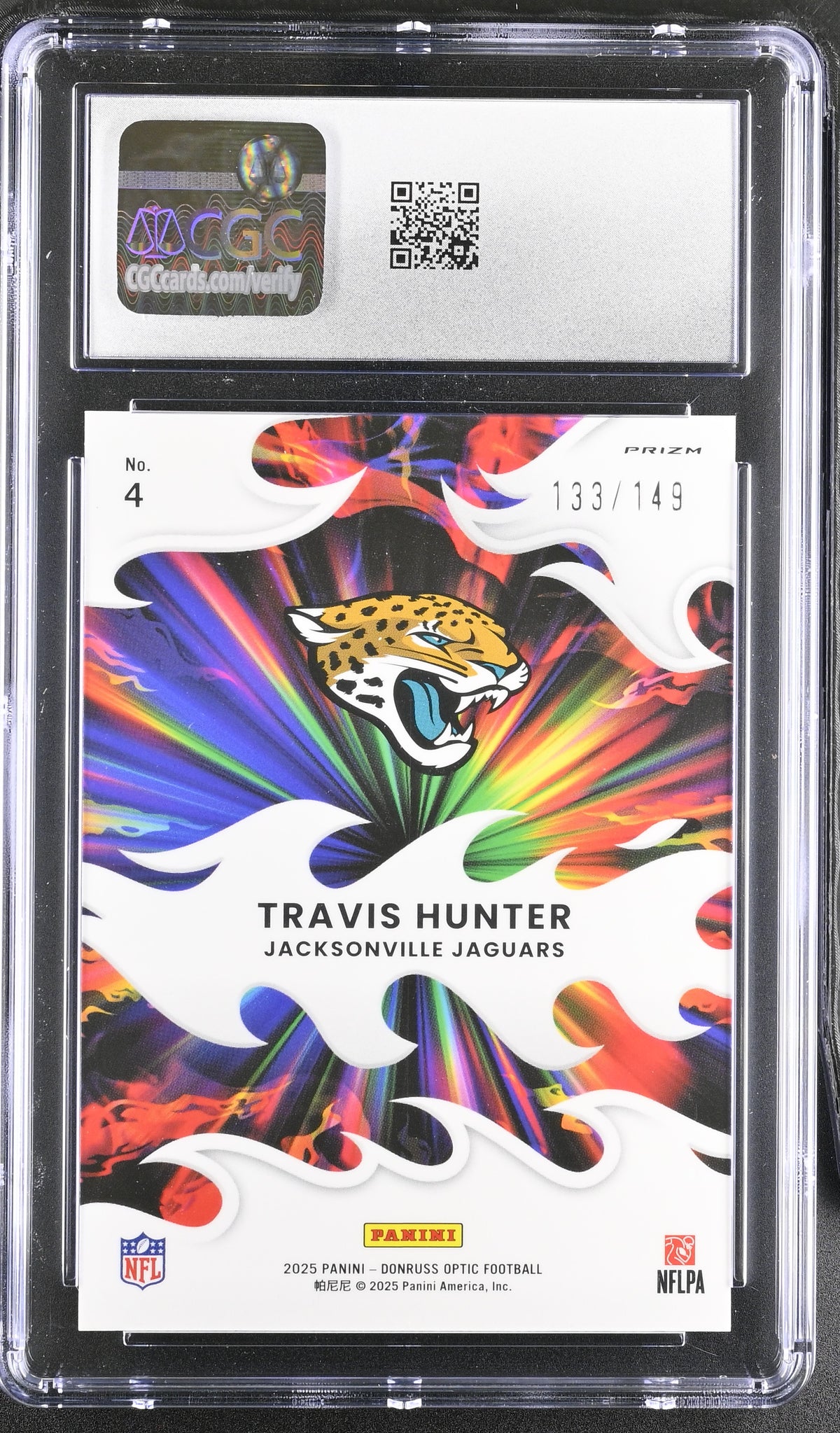 2025 Donruss Optic Travis Hunter Black Pandora /149 Rookie Light it Up CGC 9.5